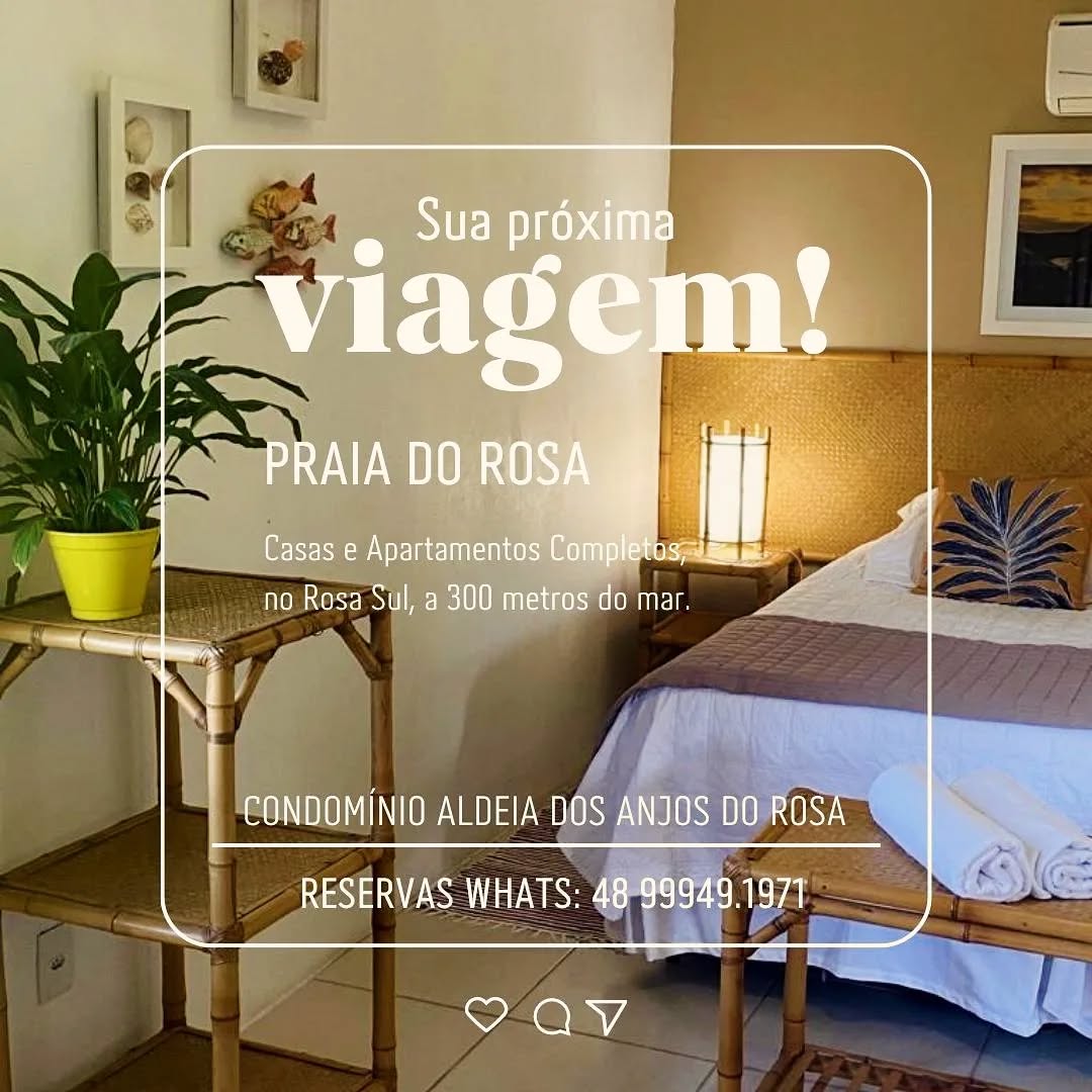 Na Praia do Rosa a temporada começa quando você chega. O ano inteiro, meia estação, inverno e verão, todo dia é dia de aproveitar a vida no Condomínio Aldeia dos Anjos do Rosa. Estamos no Rosa Sul, a 300 metros do mar.
Nossas casas e apartamentos são completos e confortáveis. Confira no site!
www.aldeiadosanjosdorosa.com.br
Reservas
48 99949 1971
#praiadorosa #pousadanapraiadorosa #imbituba #santacatarina #sc
