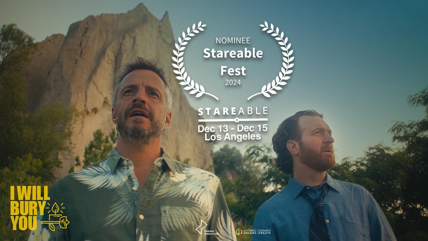 I WILL BURY YOU has been selected to screen at Stareable in LA.
Even more exciting, we’ve received nominations in five categories: Best in Comedy, Best in Directing, Best in Writing, Best in Cinematography (GO MJD!), and acting nods for Clare Coulter and Sergio Di Zio. Incredible.
Grateful for this recognition and proud of my amazing team. Thanks @stareable
Stareable takes place December 13-15 in Venice, Los Angeles, CA #StareableFest
Check out the team below.
The show stars:
Sergio Di Zio @elisasboy72
Colin Glazer @colinglazer
Saul Rubinek @saulrubinek
Clare Coulter
Production Services:
@wfw_intl
Greg Jeffs @cedarboypictures
MADE POSSIBLE WITH SUPPORT FROM:
CMF @cmf.fmc
Ontario Creates @ontariocreates
OUR BADASS CREW:
Writer/Dir/Prod/Edit: @ravisteve
Prod: @colinglazer
Prod: @elisasboy72
DP: @mjd_dop
1st AD: @benishfilms
Production Manager: @dellarollinsphoto
DIT/EDITOR: Mike Gallant @mikegallant85
COLORIST: Hardave Grewal @hardavegrewal @hardave_grewal_color
Sound Design/Dialogue Edit/Mix: @solessounds
Dialogue Editor: @kweenofthesound
1st AC: @praven_firstac
2nd AC: @aliluvsun
Scripty: @saroox
Steady Op: @vkferrer
HMU: @tywilsonmua
Sound Recordist: @carlosvaldez18
Props/Set Dec: @thejetmcplane
Wardrobe/Set Dec: @emmakeenanprops
Key Grip: @dodo_ohno
Grip: @cameron.william.macdonald
Grip: @maxkhodzko
Gaffer: @sabrina.spilotro
Electric: @djomla.radulovic
Electric: @long_____le
G&E SWING: @zacharydoolan
G&E SWING: @jasmine_deboer
Key Production Assistant: James Spence
PA/SET MEDIC: @lkm_living_my_best_life
PAs:
@oliviafranc3s
@ethan.beard
Matt Bedford
BTS:
Tyler Anderson @tylerandersonphoto
Jack Neila
Marketing: @6of1digital
Watch the whole series now on Highball TV. @highballtv
“Be gone, J. Evans Pritchard, Ph.D.”