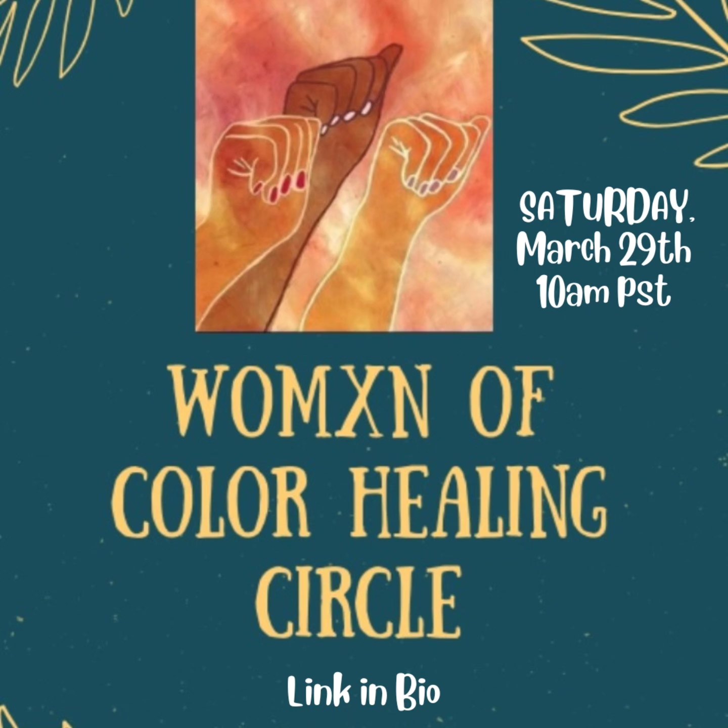 Join us this coming Saturday, March 29th, from 10am-11:30am PST for our next Womxn of Color Healing Circle! 🌬💜
This monthly VIRTUAL gathering is intended to be a heart space to share our thoughts, emotions & medicines as we move through the collective losses, traumas & stressors specific to Black, Indigenous & Other Womxn of Color.
This is our offering to all BIWOC who are in need of community & healing.
• Registration: link in bio/stories
• Suggested donation: $3-$5. No one will be
turned away for lack of funds.
Facilitated by:
Co-Creators of Roots of South Los Angeles
Wellness Center, Liliana V. Muñoz, LCSW and
Adriana L. Medrano, PhD.
Take care & see you all soon!
-Roots of South LA🌻