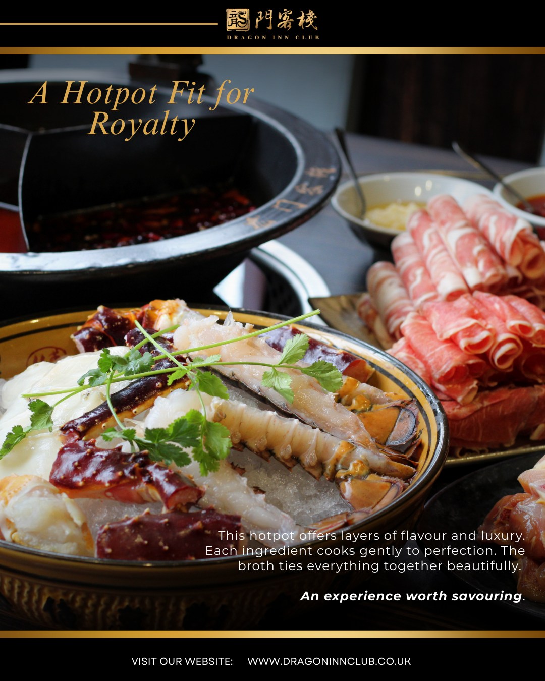 Imperial hotpot delivers richness and elegance in every bite. Carefully selected ingredients meet deeply flavoured broth. Designed for indulgent sharing. A true centrepiece at the table.
#Dragoninclub #Sichuan #Sichuanhotpot #dimsum #london #pimilco #londonvictoria #buckinghampalace #chelsea #theatres