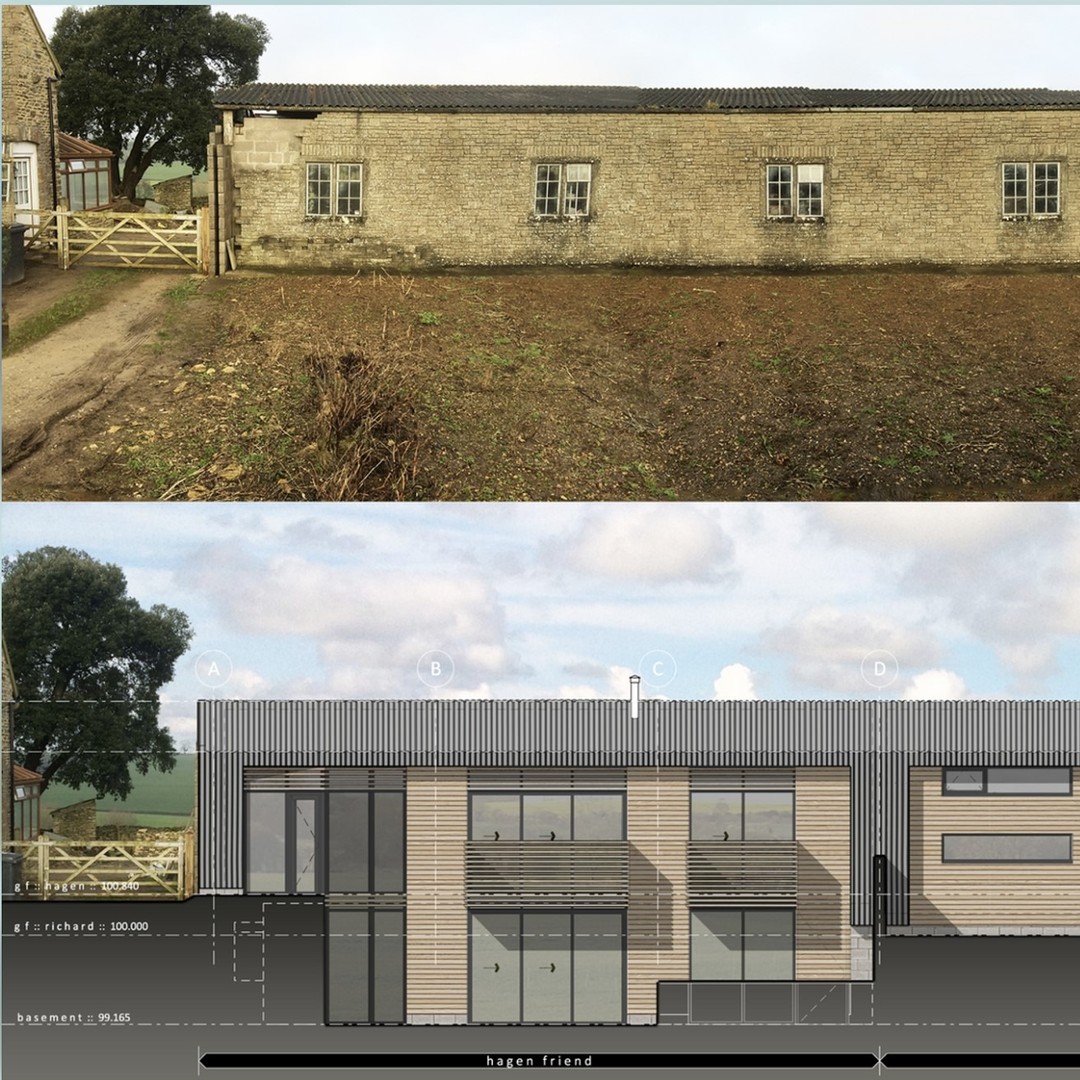Rushmead, Marshfield - Existing Barn and Proposed Elevation
#Architecture #BarnConversion #conversion