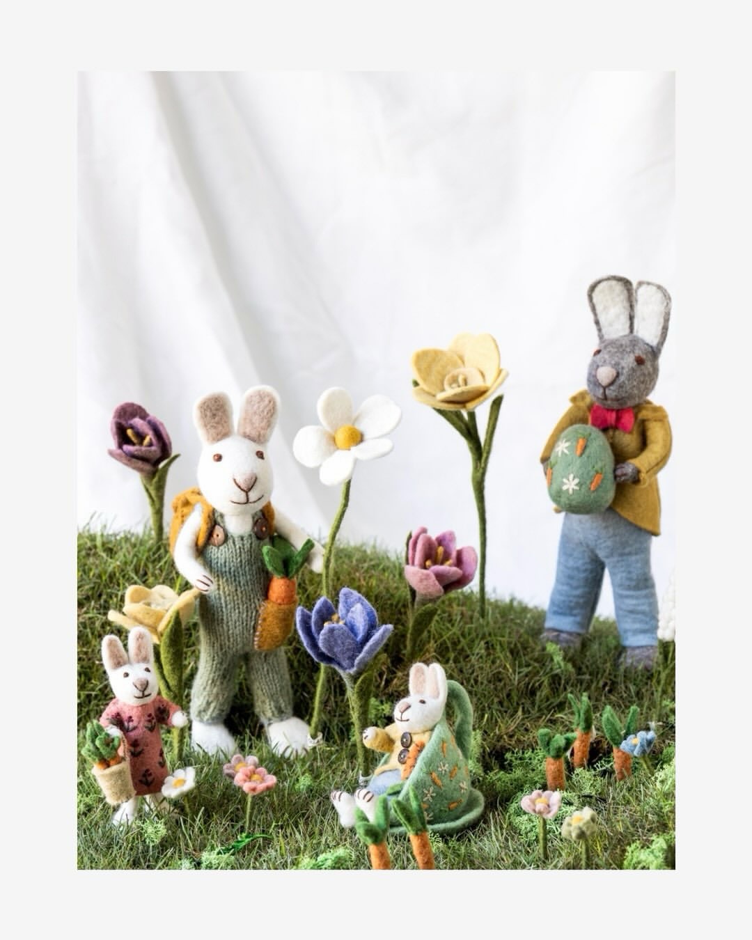 In the heart of a blooming Easter Garden, the Easter bunnies and sheep have made their home. The bunnies, always up to something charming - gathering eggs and carrots beneath the trees - some of them dressed in their finest and ready for spring. The sheep wear aprons and carry watering cans, tending lovingly to the felted flower fields around their mushroom houses 🤍
Shop via the link in our bio and get these little cuties ❤️
#easterdecoration #springtime #scandinavianhome #hyggehome #easterbunny