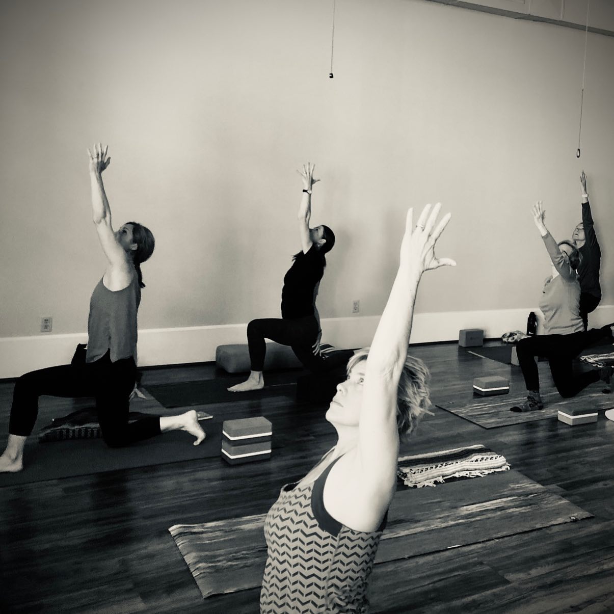 Raise your hand for Deep Stretch Tuesdays at 4:30pm. $12 drop in. #newberryyoga #newberrysc #prosperitysc #anjaneyasana