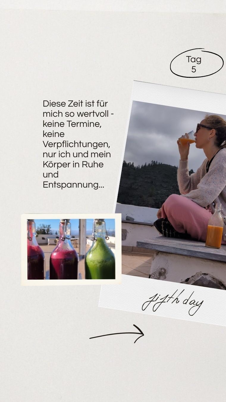 Mein Detox Tagebuch
Tag 5
Heute bin ich etwas müder als sonst aufgestanden und diese Schlappheit hat mich dann auch den ganzen Tag begleitet.
Ich sehe es als sehr gutes Zeichen an, nämlich dass sich mein Körper das holt, was er gerade braucht, nämlich Ruhe.
Und das bekommt er von mir.
Ich habe so lange auf eine solche Auszeit gewartet und bin sehr dankbar dafür.
Falls du auch Lust auf eine Auszeit hast, komm zu uns nach Teneriffa 🌞
Hier kannst du abschalten und zu neuer Energie kommen 💜
#detox #detoxretreat #auszeit #saftkur