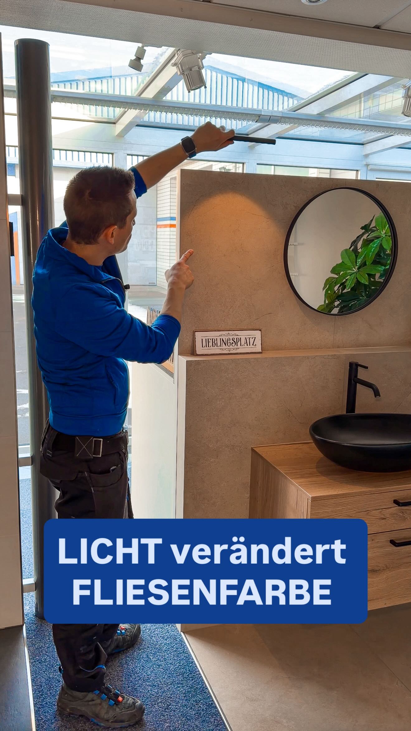 Licht verändert die Lichtfarbe! Achtet auf die richtige Auswahl der Beleuchtung, damit Eure Fliesen nicht plötzlich anders aussehen.
