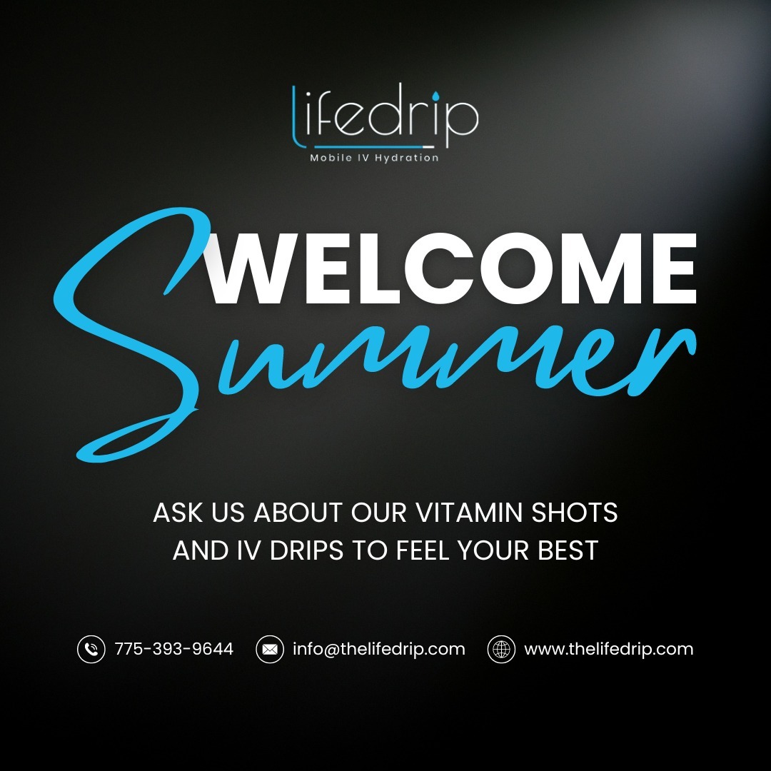 It's the longest day of the year AND the first official day of summer! What are you most looking forward to? We'd love to help you feel your best with our shots and drips! 💙
Learn more by texting or calling 775-393-9644, emailing info@thelifedrip.com, or clicking the link in our bio!
.
.
.
#lifedrip #lifedripivhydration #ivhydration #health #wellness #mobileivhydration #reno #renonv #renosparks #sparks #sparksnv #summer #firstdayofsummer