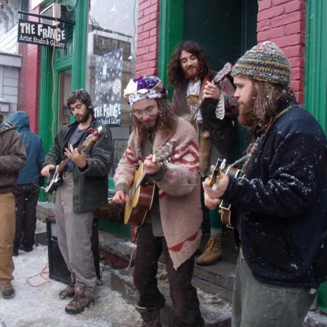 Born to Winter Carnival - Blind Owl Band on Main St of Saranac Lake in 2011
