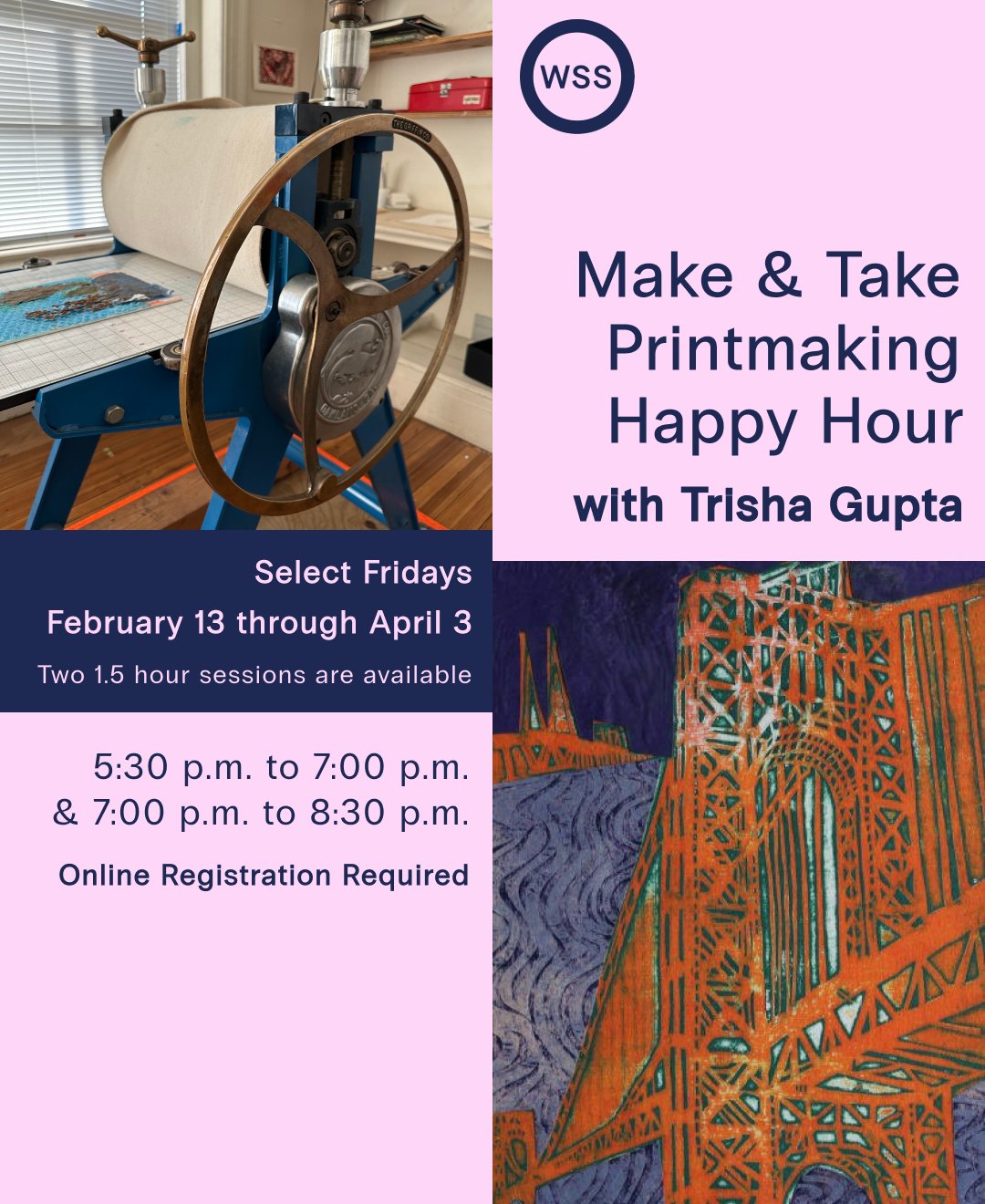 ๐๐๐ ๐๐ซ๐๐ฌ๐๐ง๐ญ๐ฌ ๐๐ซ๐ข๐ง๐ญ๐ฆ๐๐ค๐ข๐ง๐ ๐๐๐ฉ๐ฉ๐ฒ ๐๐จ๐ฎ๐ซ ๐ฐ๐ข๐ญ๐ก ๐๐ซ๐ข๐ฌ๐ก๐ ๐๐ฎ๐ฉ๐ญ๐ โฃโฃ
โฃโฃ
We're back with Printmaking Happy Hour at WSS! Skip the bar and get creative with us on select Fridays from ๐
๐๐๐ซ๐ฎ๐๐ซ๐ฒ ๐๐โ๐๐ฉ๐ซ๐ข๐ฅ ๐ in our newly refreshed printmaking studio! Enjoy light refreshments while exploring a featured non-toxic printmaking technique led by artist @trishaguptaart. Make your own unique print and take it home as a keepsake. ๐๐จ ๐๐ฑ๐ฉ๐๐ซ๐ข๐๐ง๐๐ ๐ง๐๐๐๐๐, just bring your friends and your creativity!
๐๐ฉ๐๐จ๐ฆ๐ข๐ง๐ | ๐
๐ซ๐ข๐๐๐ฒ, ๐
๐๐๐ซ๐ฎ๐๐ซ๐ฒ ๐๐๐ญ๐ก
๐๐ก๐จ๐จ๐ฌ๐ ๐๐ซ๐จ๐ฆ ๐ญ๐ฐ๐จ ๐ฌ๐๐ฌ๐ฌ๐ข๐จ๐ง๐ฌ:โฃโฃ
๐:๐๐ ๐๐ ๐ญ๐จ ๐:๐๐ ๐๐
๐:๐๐ ๐๐ ๐ญ๐จ ๐:๐๐ ๐๐
โฃโฃ
๐๐ฅ๐ข๐๐ค ๐ญ๐ก๐ ๐ฅ๐ข๐ง๐ค ๐ข๐ง ๐๐ข๐จ ๐ญ๐จ ๐ฌ๐ข๐ ๐ง ๐ฎ๐ฉ!โฃโฃ
โฃโฃ
#WashingtonStudioSchool #HappyHourDC #Printmaking #ArtSchool #ThingsToDoInDC #ArtAfter5 #ArtGalleryDC #ArtEventsDC #PrintmakingClasses #DCPrintmakers #Monotype #Linocut #Drypoint #MDPrintmakers #VAPrintmakers #DMVPrintmakers