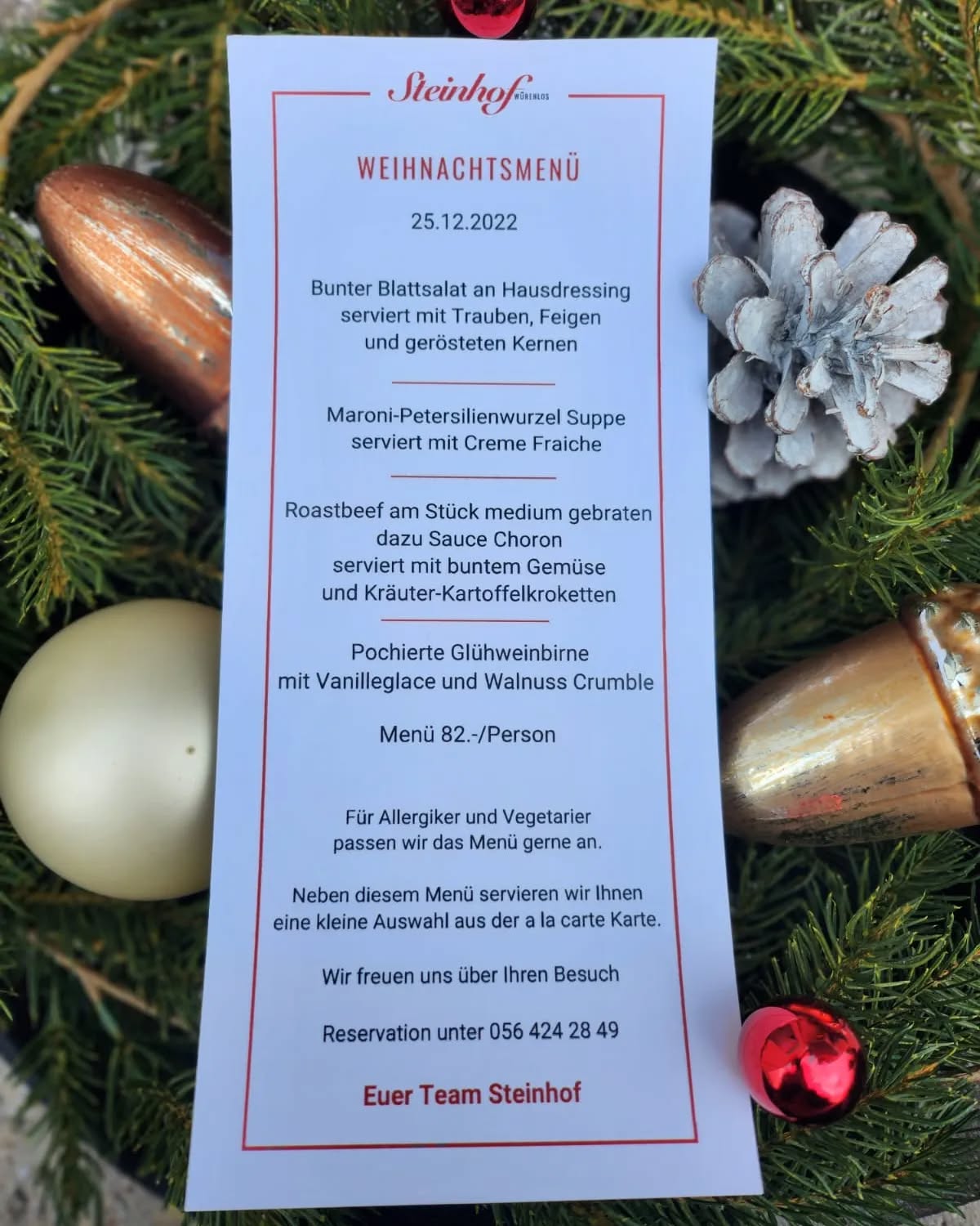 Liebe Gäste und Freunde🎄
Über euren Besuch würden wir uns sehr freuen
Euer Team Steinhof ♥️