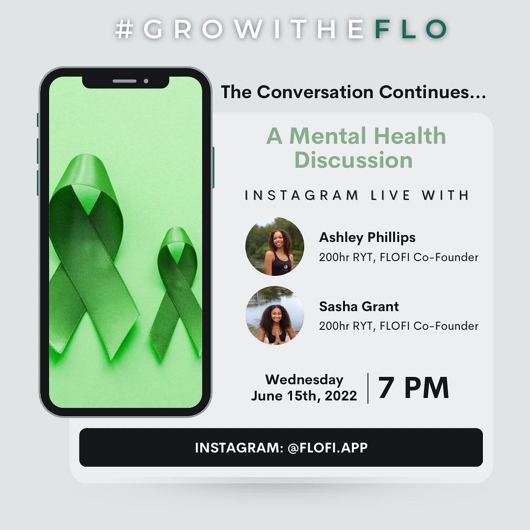 Join FLOFI Founders, Ashley and Sasha on IG Live on June 15th, @ 7:00 pm to discuss yogic philosophy and how it can be beneficial to your mental health!
.
.
.
.
#yoga #wellness #yogainspiration #mentalhealth #mentalhealthawareness #growitheflo #mentalhealthmatters #mindfulness #meditation