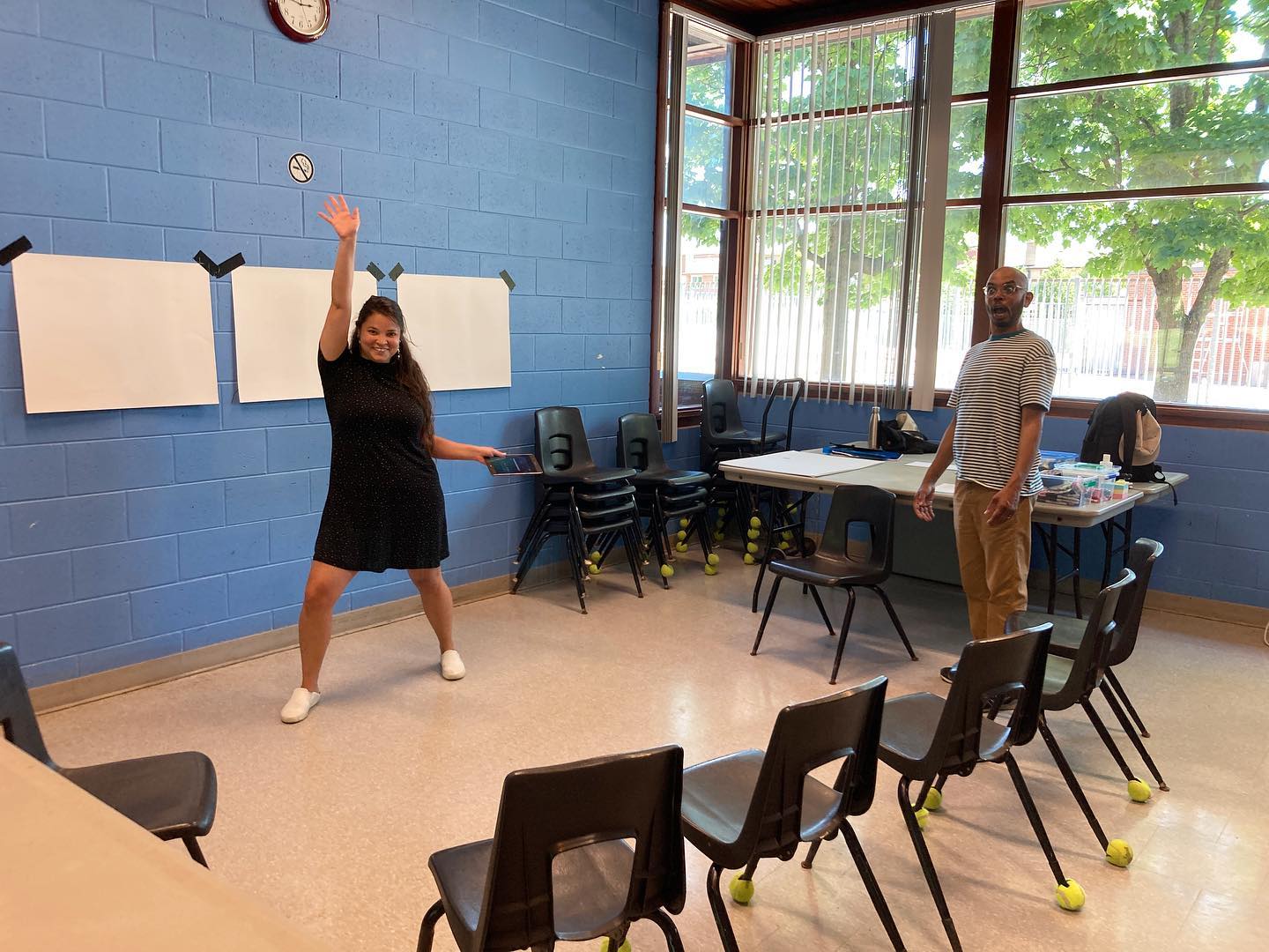 Setting up for our first in-person workshop. Here’s our team! Cristal, Ram and a behind the camera Ky.