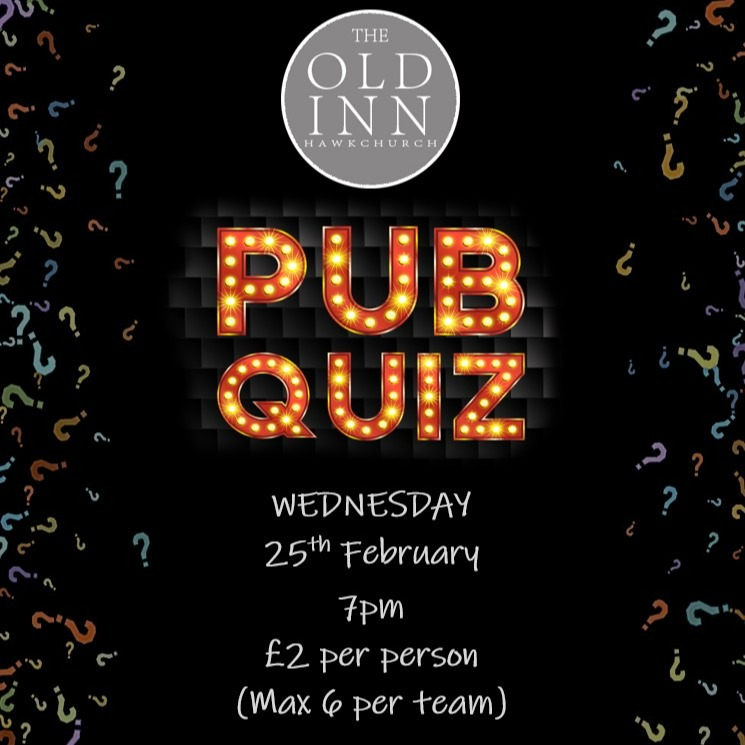 Make sure to join us here, at The Old Inn Hawkchurch, for our next monthly Pub Quiz.
Wednesday 25th February - Starting at 7pm.
#pubquiz #testyourknowledge #theoldinn #theoldinnhawkchurch #devonpubs #villagelife
