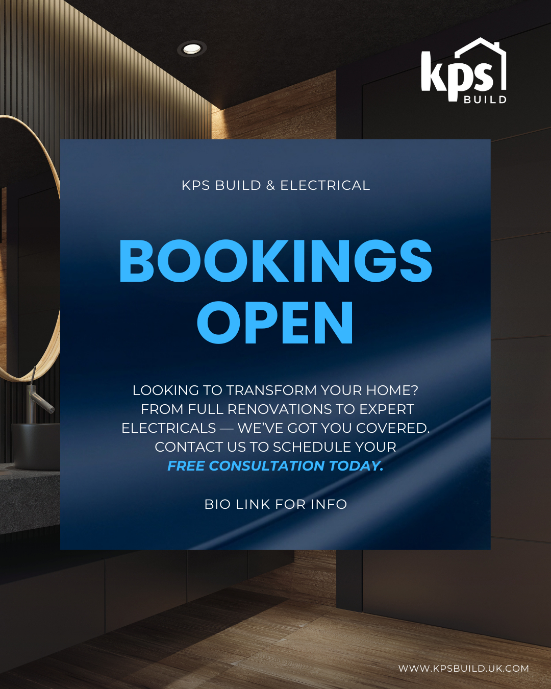 Imagine stepping into a bathroom that feels more like a boutique spa than your own home 🚿✨
That one day transformation you keep saving on Instagram? It’s exactly what we build, start to finish.
From full-house renovations and loft conversions to bespoke kitchens, bathrooms and expert electricals, KPS Build & Electrical handles every detail under one trusted, family-run roof 🏠
Our team brings 50+ years of combined experience to create contemporary, practical spaces that actually work for real life.
Bookings are now open for 2026 projects – and your free consultation is the first step to a home you’re genuinely proud of 💬
Tap the bio link to schedule, or DM us TRANSFORM and we’ll take it from there 🤝
#kpsbuild #homeRenovation #bathroomdesign #loftconversion #westSussexBuilder #sussexHomes #constructionuk #electricalinstallation #kitchenAndBathroom #houseExtension #sustainableBuilding #dreamhomeDesign