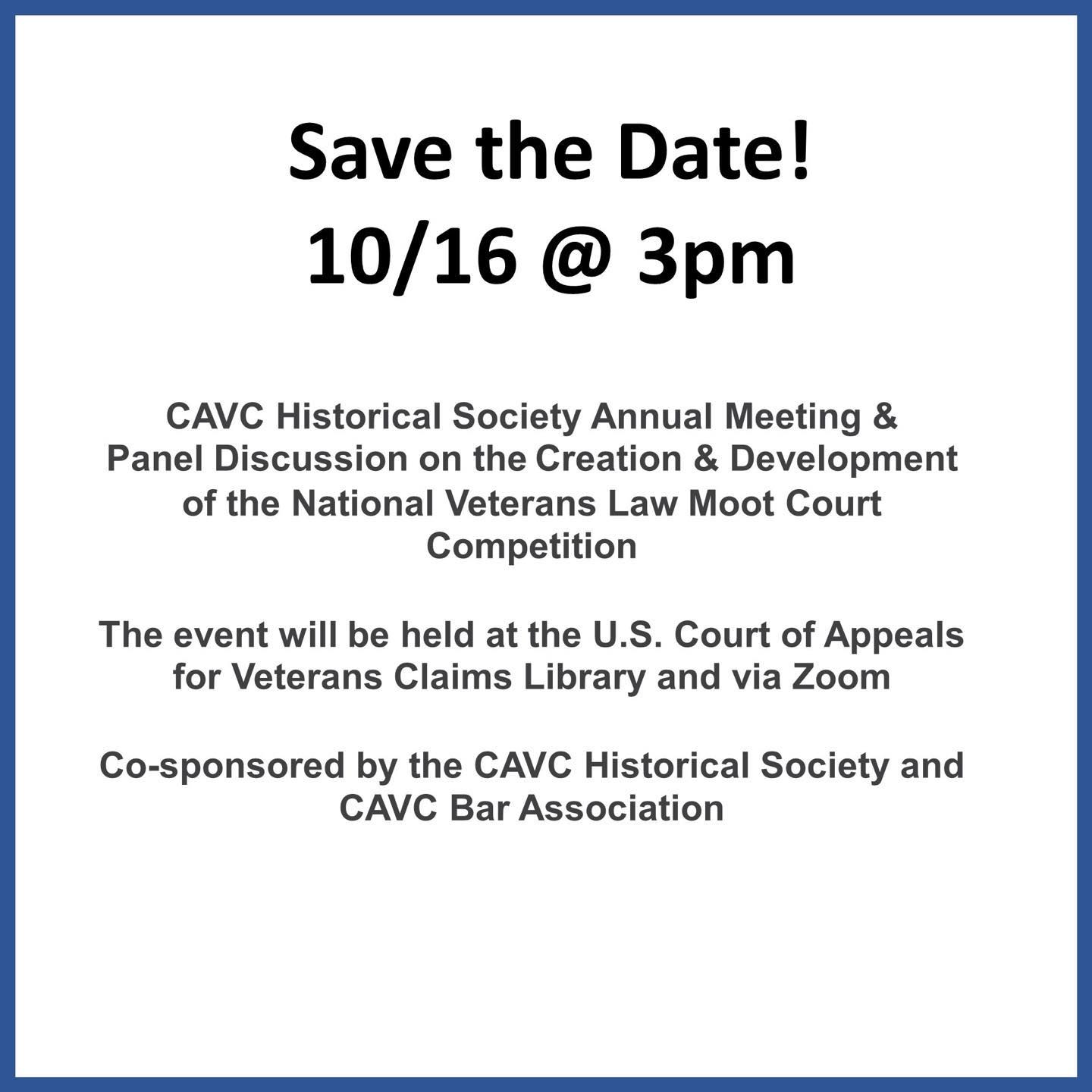 Save the date and join the Historical Society and the Bar Association for a discussion on the history of the NVLMCC!