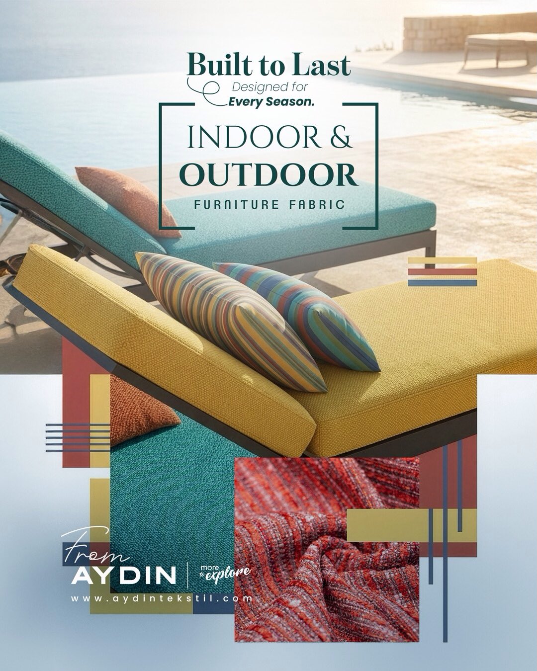 Engineered for the Elements. ☀️💧
Redefine the boundaries of your living space with our “Indoor & Outdoor” collection. We’ve combined advanced yarn technology with the soft touch of indoor comfort, offering superior resistance to sunlight, moisture, and stains without compromising on style.
Perfect for creating seamless transitions from patios to poolside lounging.
✨ Key Features: 🛡️ High UV & Mold Resistance 🌊 Water & Stain Repellent 🌿 Easy Care & Maintenance
🔗 Discover more: www.aydintekstil.com
#AydinTekstil #MoreToExplore #TextileInnovation #OutdoorFabric #PerformanceFabric InteriorDesign MarineInteriors EngineeredForTheElements