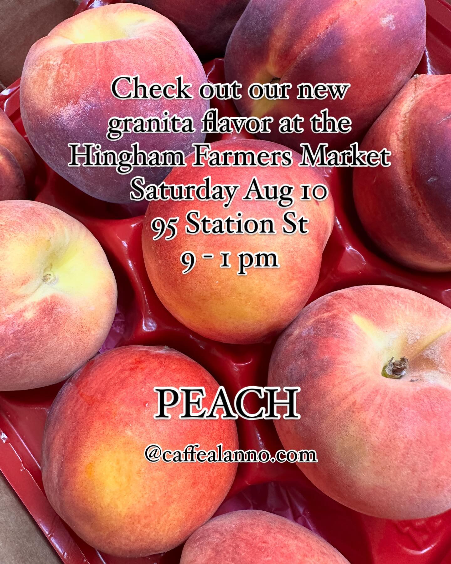 Introducing Peach Granita! Come see us at the Hingham Farmers Market Saturday August 10, 95 Station St, 9-1 pm.