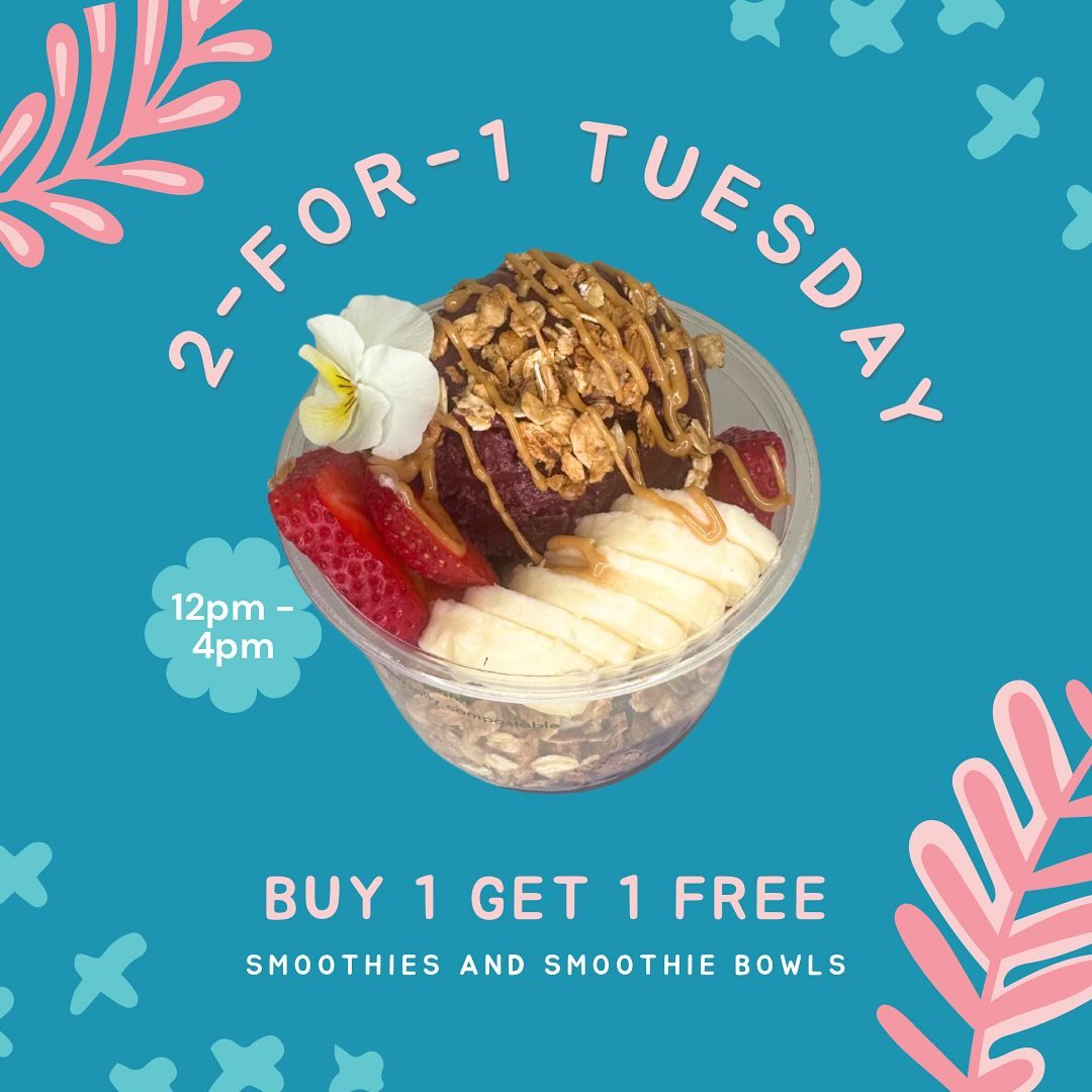 We make Tuesdays twice as nice.
BOGO smoothie bowls and smoothies from 12pm-4pm!🫐🥥🍍🍓
📍670 E. Flamingo Rd.
Las Vegas, NV 89119
#bogofree #2for1 #smoothies #smoothieaddict #superfoodsmoothie #wellness #lasvegasinfluencer #lasvegasfood #lasvegaslocals #lasvegasfoodie #lasvegasfitness #lvfoodie #smoothielover #healthylifestyle #healthy #healthiswealth #tuesdayvibes #lasvegasfamilyfun #lasvegasfamily #lasvegasbusinessowner#smoothiebowls
