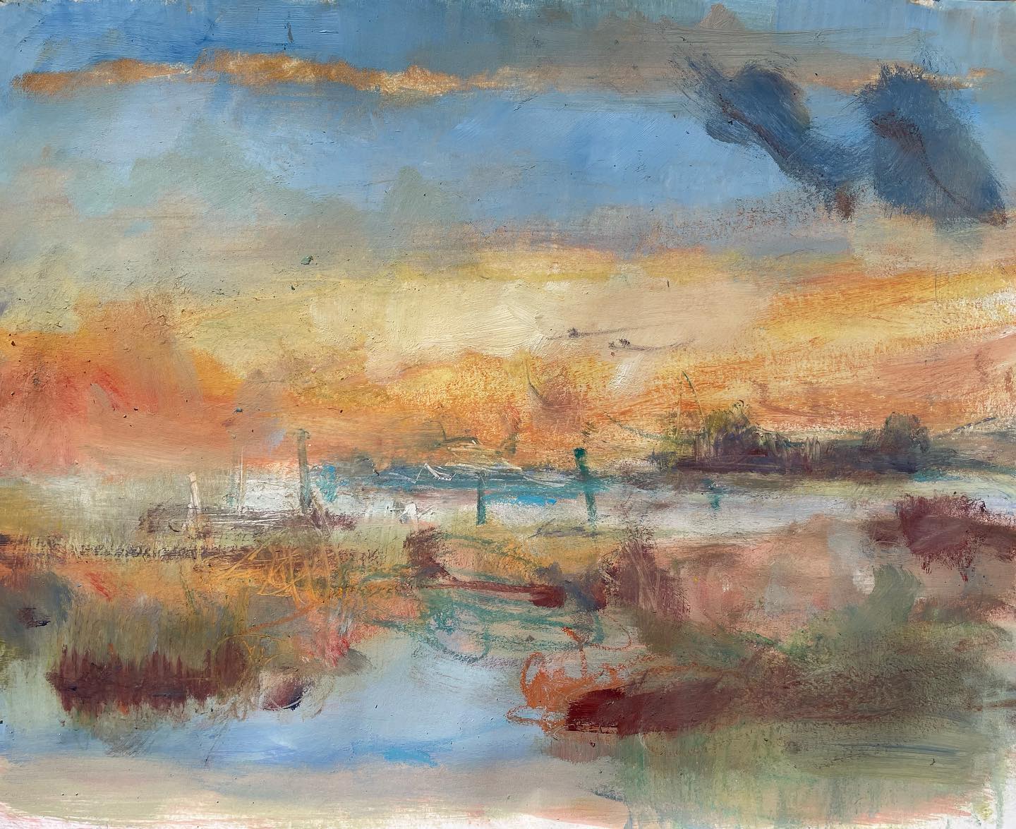 Light across the salt marsh
Mixed media on paper
#memories
#realcolours
#light
#saltmarsh
#appledore
#wetlands
#rosmansfieldart
#expressionist
#painting
#artoftheday