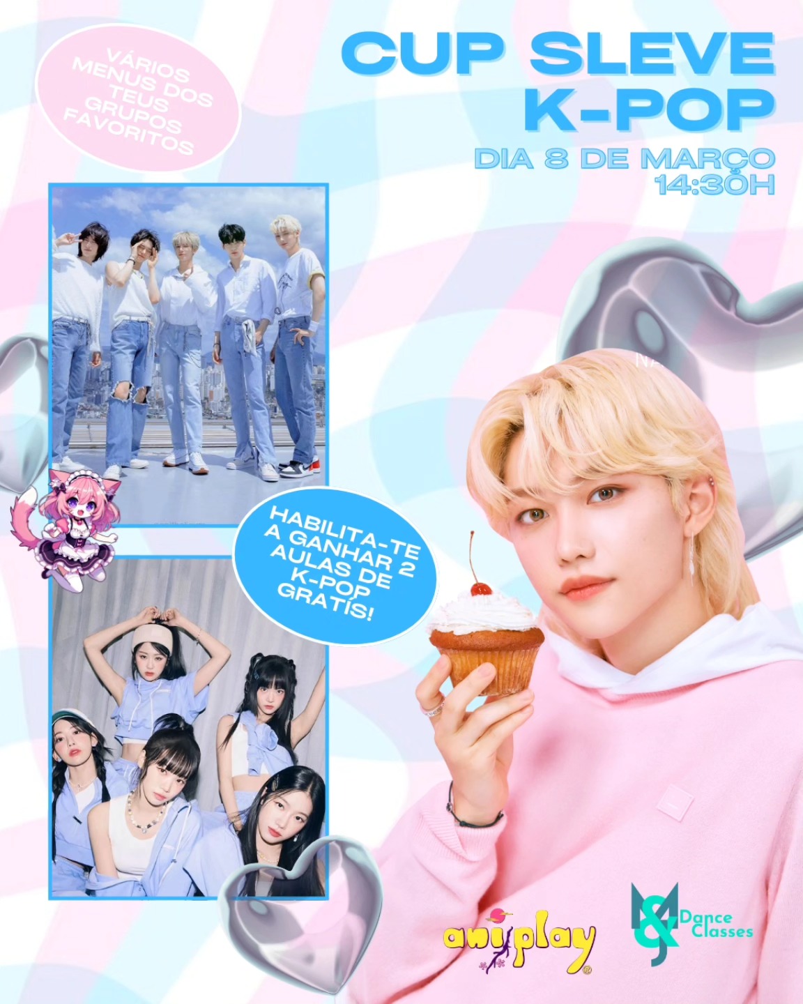 🌟 K-pop Cup Sleve na Aniplay dia 8 de Março às 14:30h. 🌟
Marca no teu calendário o evento de K-pop da Aniplay no dia 8 de Março. Vem celebrar tudo sobre K-pop enquanto desfrutas dos nossos snacks e tem a chance de ganhar prêmios incríveis!
💥 Sorteio Aulas de K-pop 💥
Para ter a chance de ganhar 2 AULAS DE DANÇA K-Pop GRÁTIS, tudo o que precisas fazer é tirar uma foto ou gravar um vídeo com os nossos menus incríveis na loja e marcar @aniplay.porto e @mj.danceclasses no instagram. A criatividade é o limite!
📅 Data: 8 de Março
🕒 Hora: 14:30h
📍 Local: Aniplay
Os vencedores serão revelados no dia 9 de Março! Junta-te a nós para celebrar o K-pop e não percas esta oportunidade única! Esperamos uma tarde repleta de entretenimento e muita alegria. 🎉
Não fiques de fora. 🕺