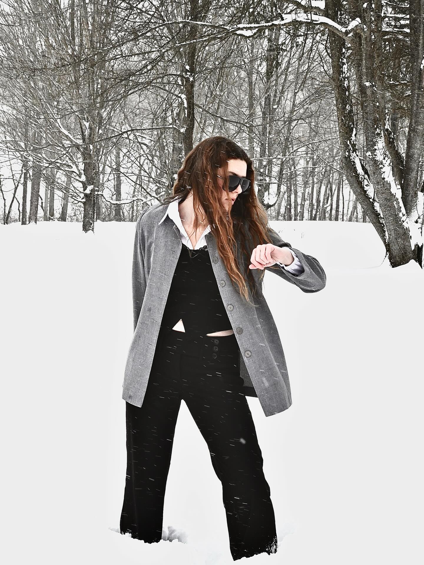 Part 2 of my little snow photo series in which I wanted to show clothes/moods that look out of place in a snow storm. (This one was definitely inspired by the tv series Severance.)