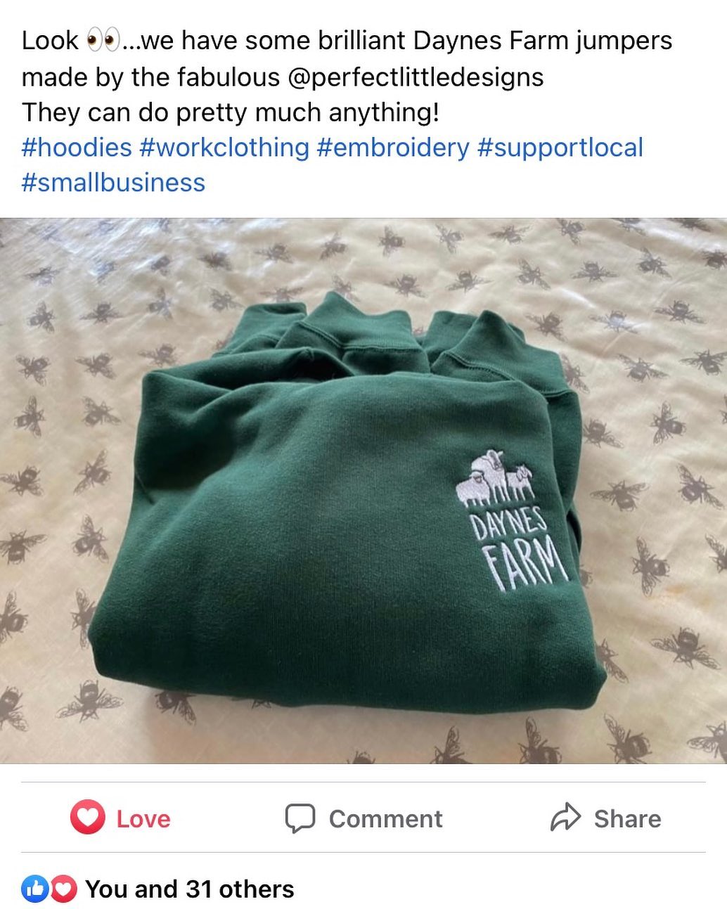 Happy customers over at @daynesfarm_ pop over and give them a follow ☺️ #embroidery #embroideryart #embroidered #workwear #merchandise #organicfarming #organicfarmer #organicfarm #farm #farming #farmlife #farmerlife #sheep #goats #cows #perfectlittledesigns #supportsmallbusiness #supportlocal #supportlocalbusiness