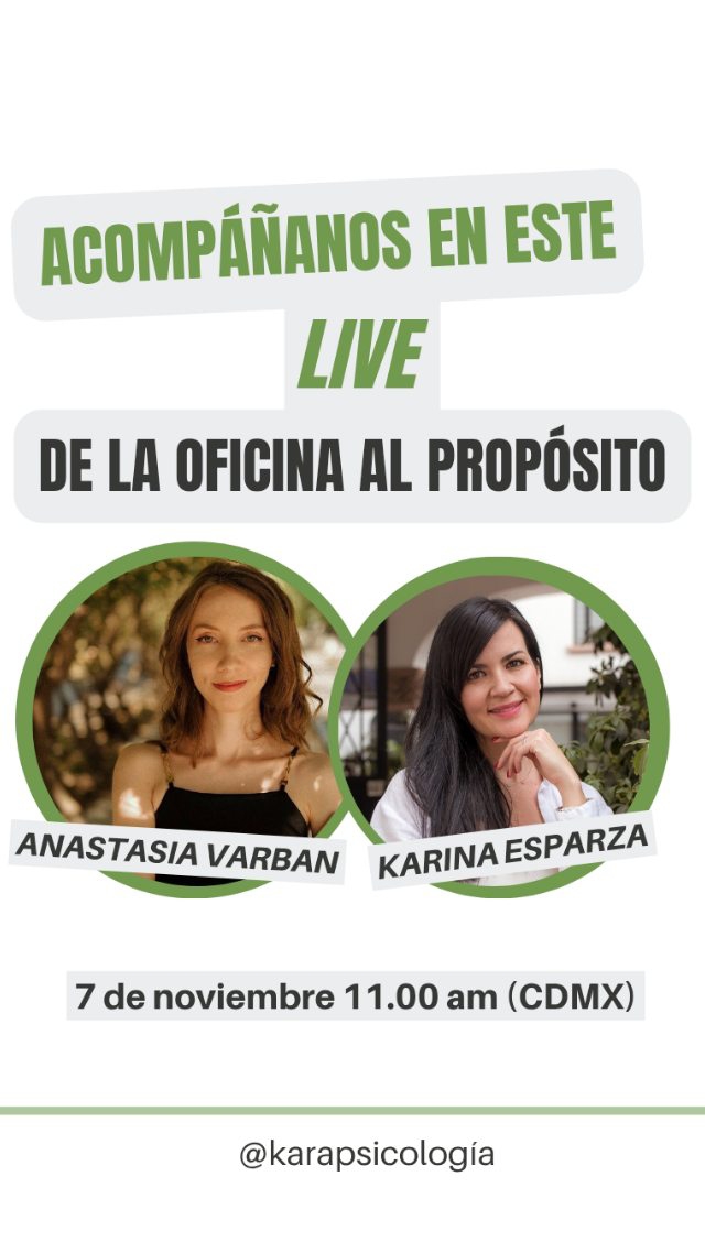 En este Live con @karmologist.avarban compartimos nuestro camino de la oficina hacia el propósito de vida
Hablamos sobre los principales miedos que tuvimos que enfrentar y las recompensas que tienes cuando vives una vida alineada con tu propósito.
Mencionamos instrumentos que nos han ayudado a nosotras y que manejamos en nuestras consultas.
Si te identificas , si te resuena nuestra historia escríbenos y con gusto te contamos cómo te podemos acompañar.
Luz y bendiciones ✨
