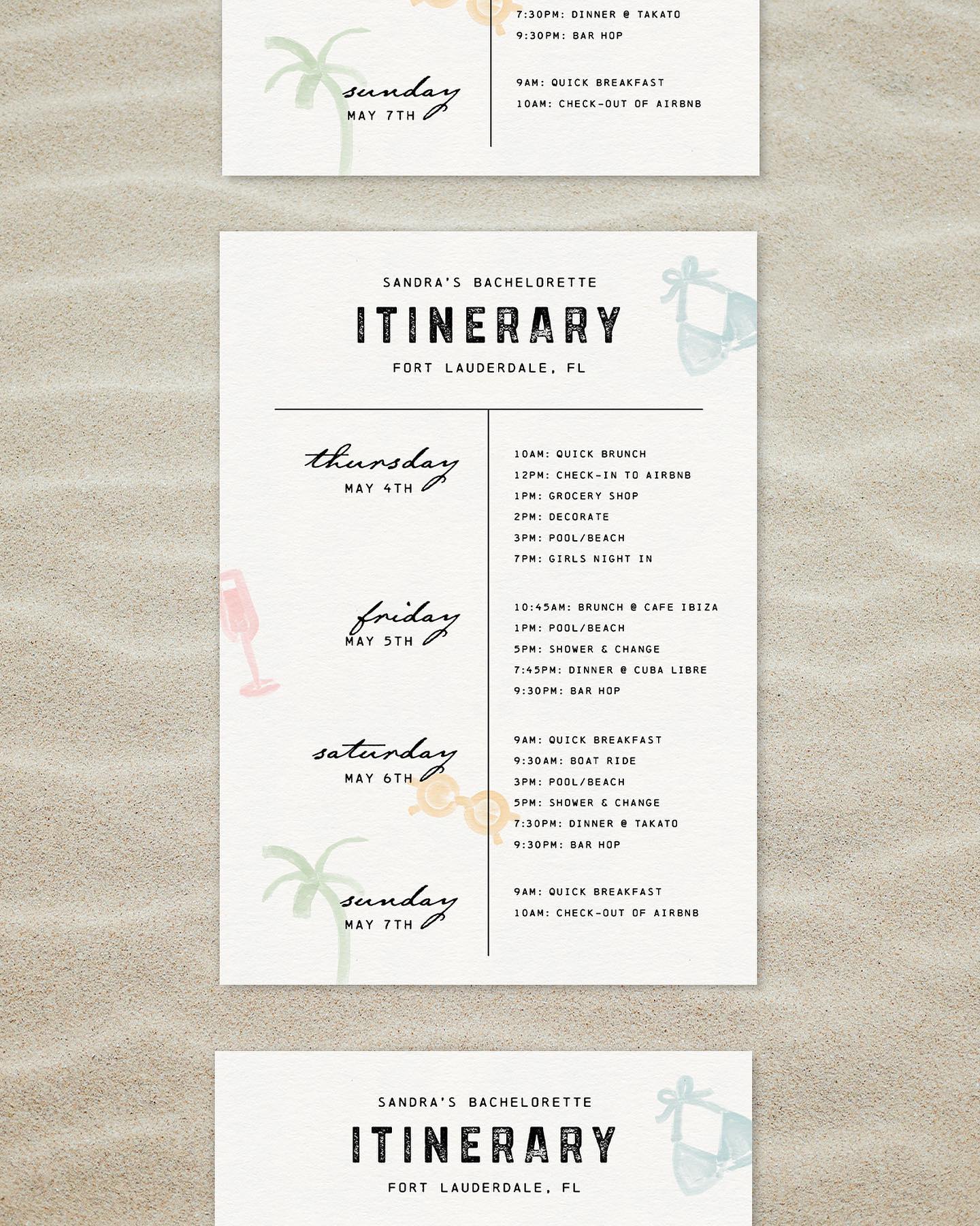 Bachelorette Itinerary designs for my favorite person āØ
Time to celebrate š¹