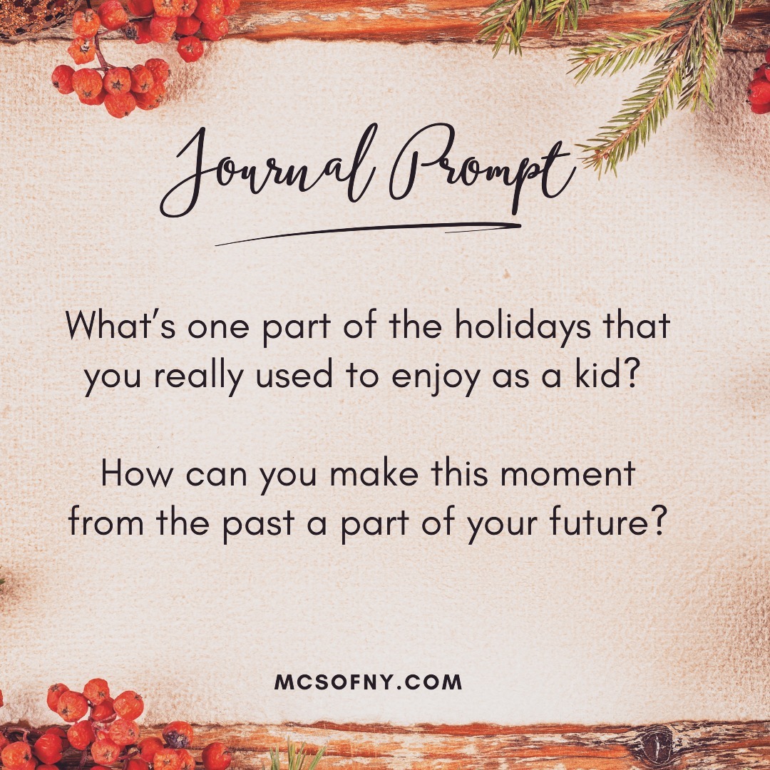 ❄ Holiday Reflection Prompt ✨
What’s one part of the holidays you loved as a kid?
Think about how you can bring that magic into your present and future celebrations. 🌟 Whether it’s a tradition, a feeling, or a special moment—reconnect with the joy!
Share your favorite childhood holiday memories in the comments! ⬇️
#HolidayReflection #MindfulHolidays #JournalPrompt #Mentalhealth #counseling #telehealth #ny #nyc #therapist #westchester #westchestercounty