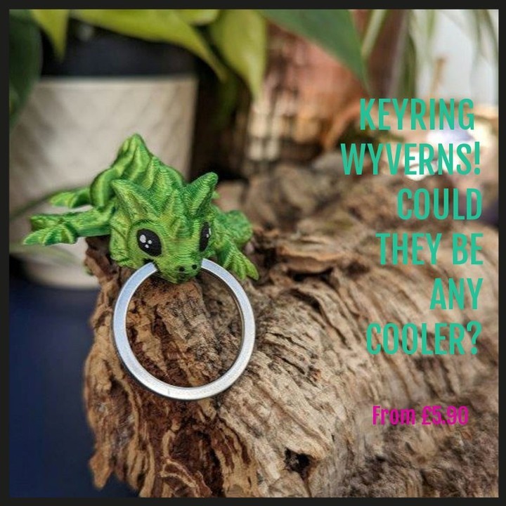 These cool little Wyverns are perfect companions. They'll look after your keys or kids bags! #dragons #wyverns #kids #keyrings