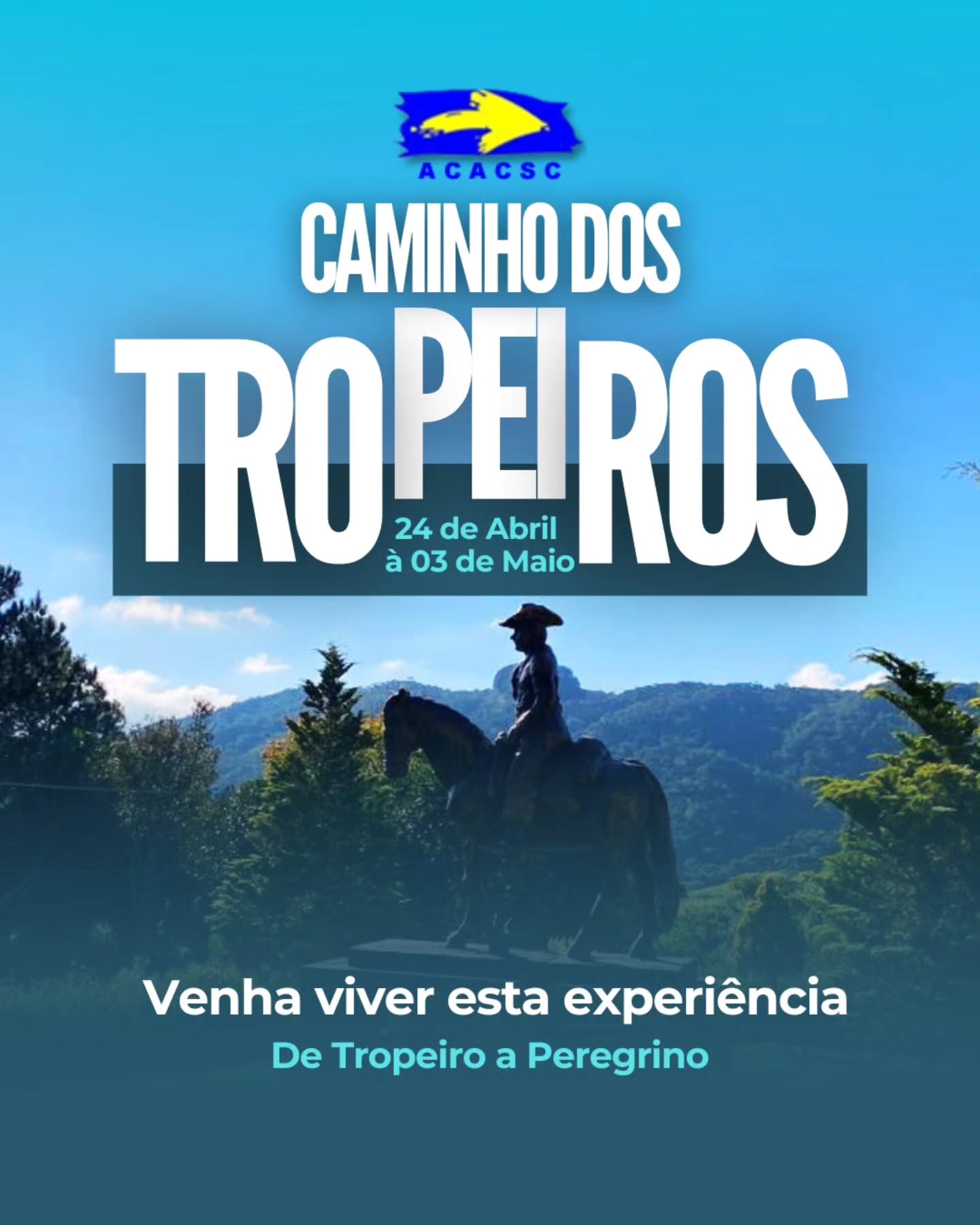 Caminho dos Tropeiros | Lages → Florianópolis 👣
A ACACSC convida você para viver uma jornada histórica, de 24 de abril a 03 de maio, percorrendo cerca de 200km pelos antigos caminhos dos tropeiros.
Uma rota que marcou profundamente a história do Brasil, ligando Lages a Desterro (Florianópolis), e que hoje se transforma em experiência de peregrinação, natureza e conexão humana.
Serra, vales, rios, cidades históricas, gastronomia típica, sapecada de pinhão e o espetáculo das quaresmeiras em flor.
Cada passo carrega história. Cada dia, uma nova descoberta.
🟠 Uma caminhada que também prepara para o Caminho de Santiago de Compostela.
👉 Venha caminhar com a gente.
🔗 https://www.amigosdocaminho.com.br
👣 Bom Caminho!
#CaminhoDosTropeiros #ACACSC #CaminhadaHistórica #SantaCatarina #BuenCamino