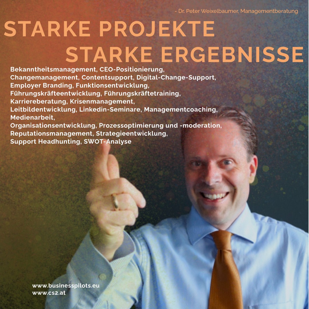 𝗕𝗶𝘀𝘁 𝗱𝘂 𝗲𝗶𝗻/𝗲 𝗠𝗮𝗻𝗮𝗴𝗲𝗿*𝗶𝗻 𝗮𝘂𝘀 𝗟𝗲𝗶𝗱𝗲𝗻𝘀𝗰𝗵𝗮𝗳𝘁?
...nur dann kannst du erfolgreich sein! Wissen und Gefühl ist das "kongeniale Duo" für nachhaltigen Erfolg.
Letztlich geht es darum: Mehrwert und Nutzen schaffen - indem man Bedürfnisse und Bedarfe decken kann, dazu steuert, entwickelt, verbessert, die richtigen Menschen miteinander vernetzt und sie auf eine gemeinsame Mission ausrichtet, alles optimal positioniert, beobachtet, analysiert und die richtigen Rückschlüsse zieht.
Oder, um es verkürzt zu sagen: "𝗟𝗲𝗮𝗱 & 𝗰𝗿𝗲𝗮𝘁𝗲 𝗳𝗼𝗿 𝘁𝗵𝗲 𝗯𝗲𝘁𝘁𝗲𝗿."
Dieses "Lead and create for the better" ist auch meine persönliche Mission: Darum habe ich mich 2016 selbständig gemacht. Und ich bin sehr dankbar, dass das Leben so verlaufen ist, wie es verlaufen ist.
Spannende Positionen im Kabinett eines EU-Kommissars in der Europäischen Kommission, in einem amerikanischen Consultingunternehmen, einem österreichischen Finanzkonzern und einem deutschen Automobilkonzern waren die beste Schule nach meiner akademischen Ausbildung, die ich mir vorstellen und wünschen konnte. Und der Ansatz, jeden Tag dazu zu lernen - aus allem und von jedem. Egal, in welcher hierarchischer Stufe, ob aus der unmittelbaren Praxis oder aus der Kombi aus Wissenschaft, Theorie und Praxis wie gerade in einem Executive Program der University of Cambridge.
Das ist der Stoff, aus dem ich heute als Unternehmen den Mehrwert für unsere Kunden bringen kann. Und das Leistungsspektrum ist breit - und hängt trotzdem so eng miteinander zusammen. Das macht mich ebenso stolz wie unsere Kundenliste seit 2016, wie z. B. FACC, Miba, Greiner, SKF, Wienerberger, Stadt Wien, Fronius, Wiener Börse, Stadt Linz, Wacker Neuson, Linzer Flughafen, pro mente, Wiener Stadtwerke, Borealis, Mondi-Neusiedler, Duvenbeek, ÖAMTC, Palfinger, TopRein, Wirtschaftskammer u.v.m.
In diesem Sinne: Lead and create for the better! 🙂
#erfolg #leadership #business #ceo #management #strategie #ziele #createforthebetter