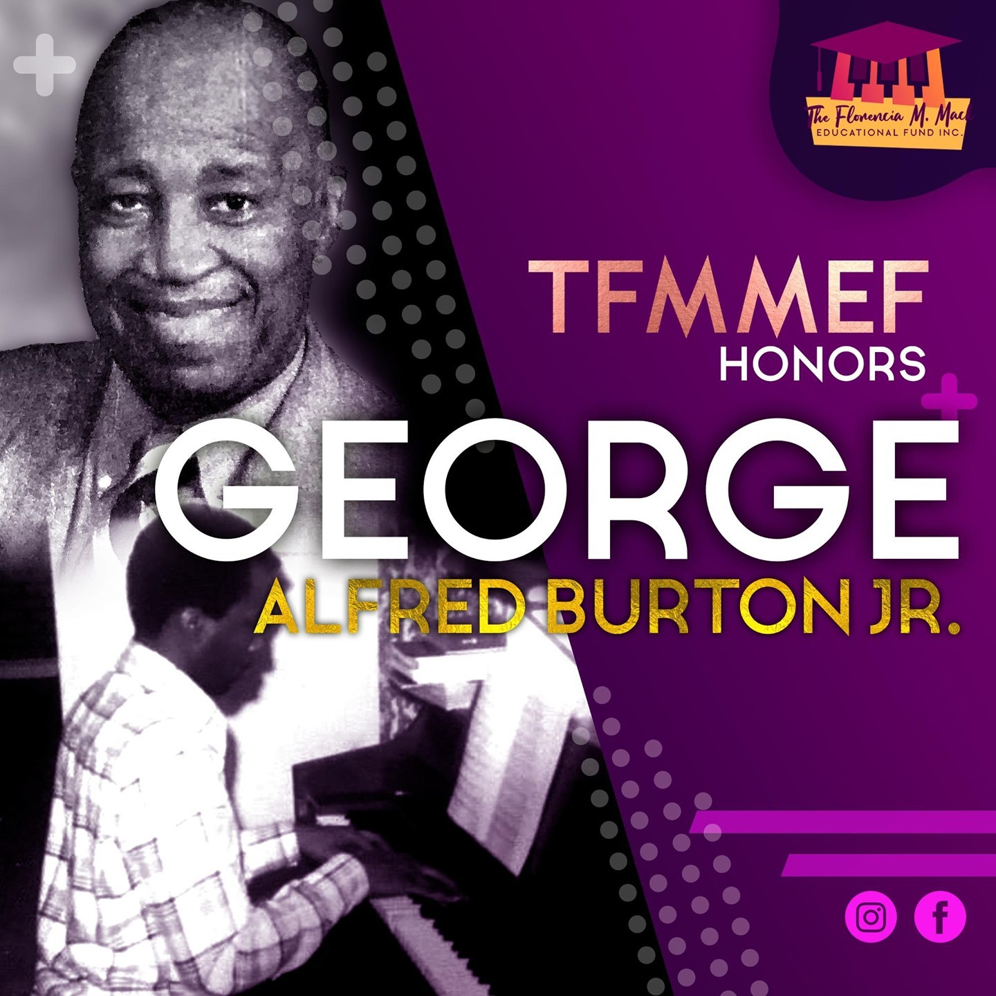 TFMMEF remembers and honors the life of the late George Alfred Burton Jr. who passed away on 3/28/21. Alfred had been one of Florencia's long time and accomplished music students. Alfred was a talented organist and pianist in the city of Philadelphia.
#weremember #blackmusiciansmatter #organist #pianist