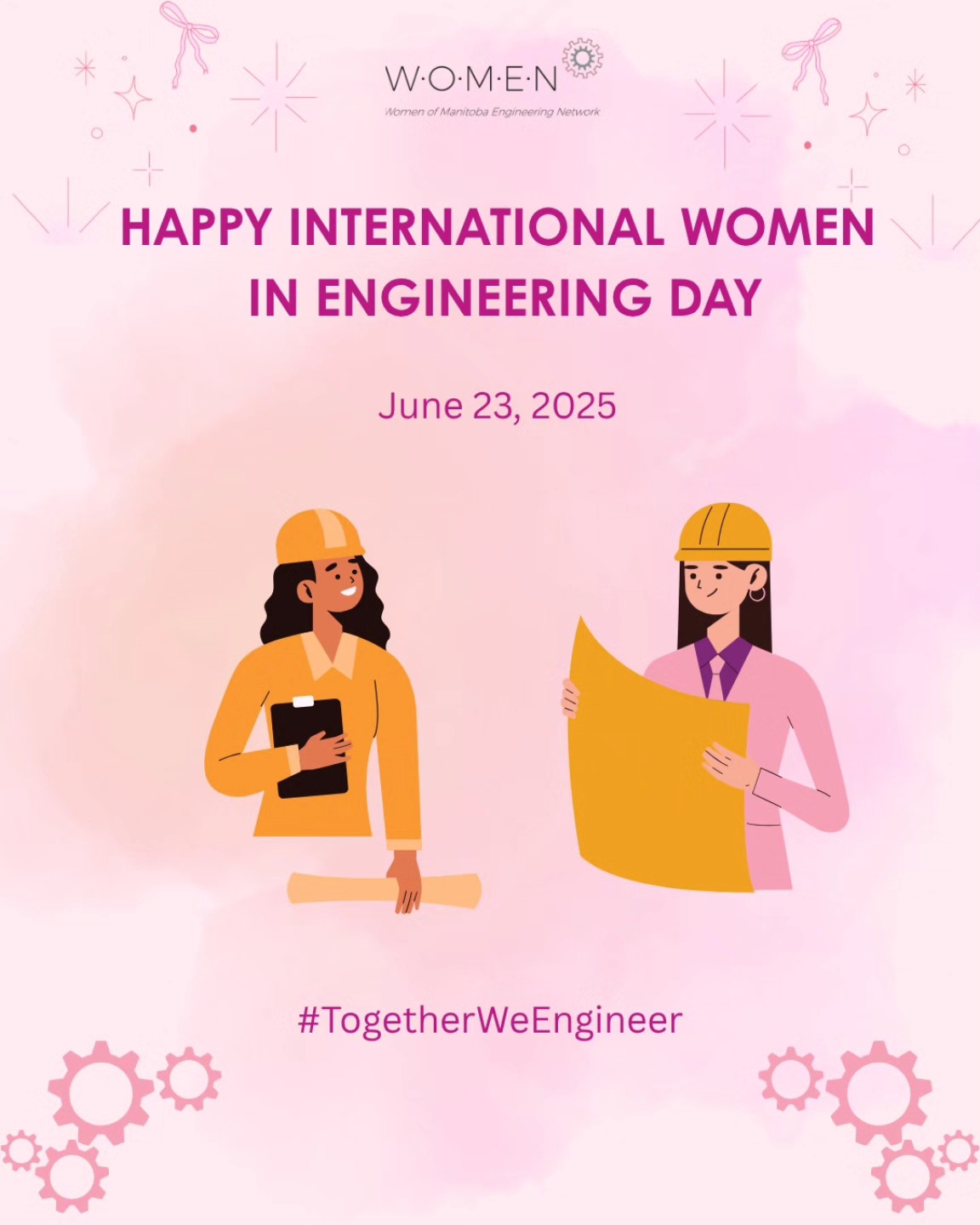 Today is International Women in Engineering Day! This is a day to celebrate the accomplishments of women in the field of engineering and to encourage more women to consider engineering as a career path. This year's theme is #TogetherWeEngineer #INWED