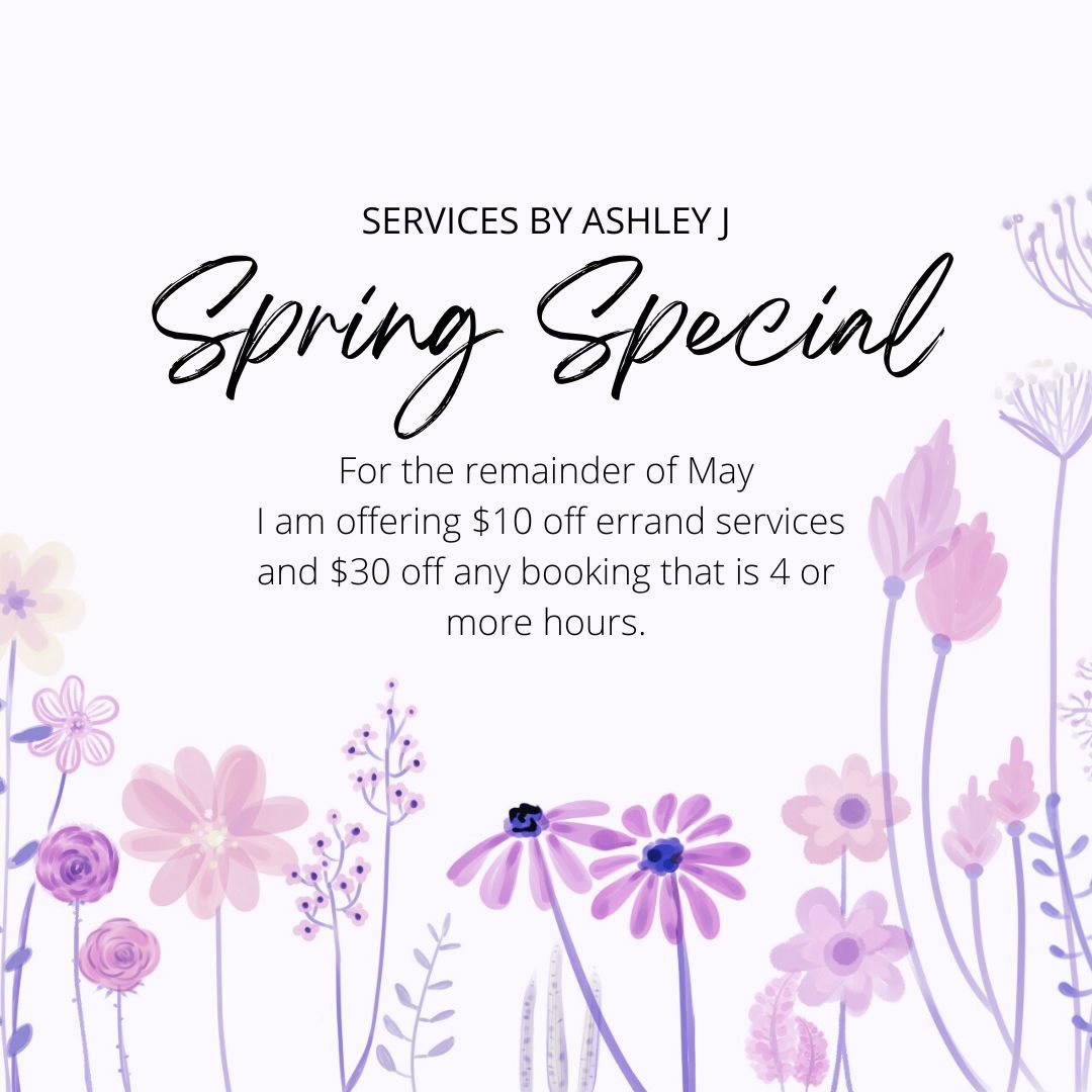 To celebrate my birthday and five years in business, as well as to fund some emergency expenses, I am offering a special for the rest of May.
Any errand service will have $10 off and any bookings that are 4 or more hours will have $30 off (one hour free). These will be automatically applied - no coupon code is needed!
If you need help getting together teacher appreciation, Mother's Day, or other gifts I am happy to help! If you're ready to do some spring cleaning (maybe get your closet or guest room back in order?) I've got you there too!
All day bookings are first come first serve based on when I am available so I recommend booking those ahead of time but errands can be booked the same day.
I hope to see you all soon!
💐🌸🌹🛍
#errandservice #personalassistant #domestichelper #kirklandwa #anniversarysale #kenmorewa #redmondwa #woodinvillewa #belocalkirkland #sammamishwa #eastsideseattle #mothersdayshopping #strengcleaning #homeorganizing #housemanager #edmondswa #bothellwa