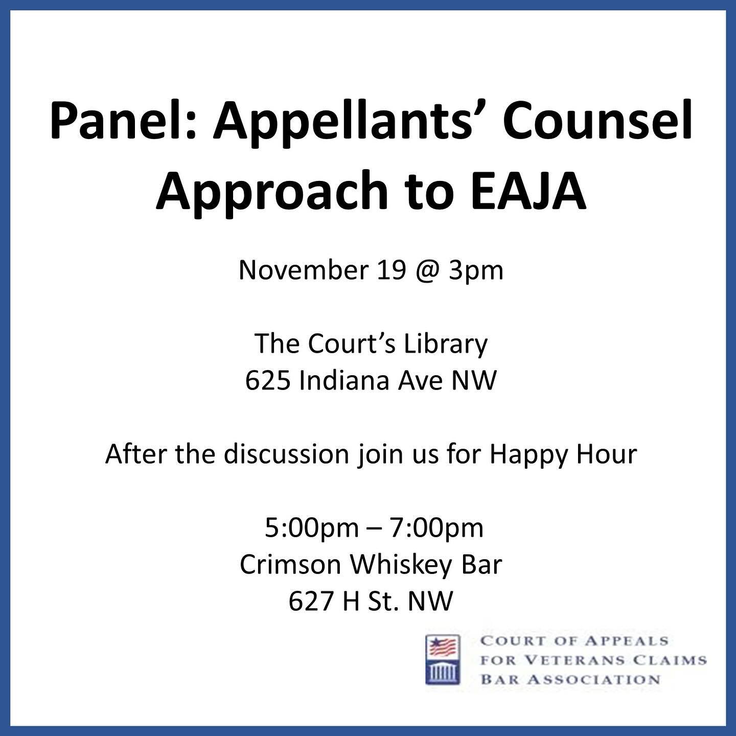 Please join us for an EAJA panel on topics such as block billing, billing for admin tasks, reasonable time spent on record review and research etc. A zoom link will be provided for those who would like to attend virtually.