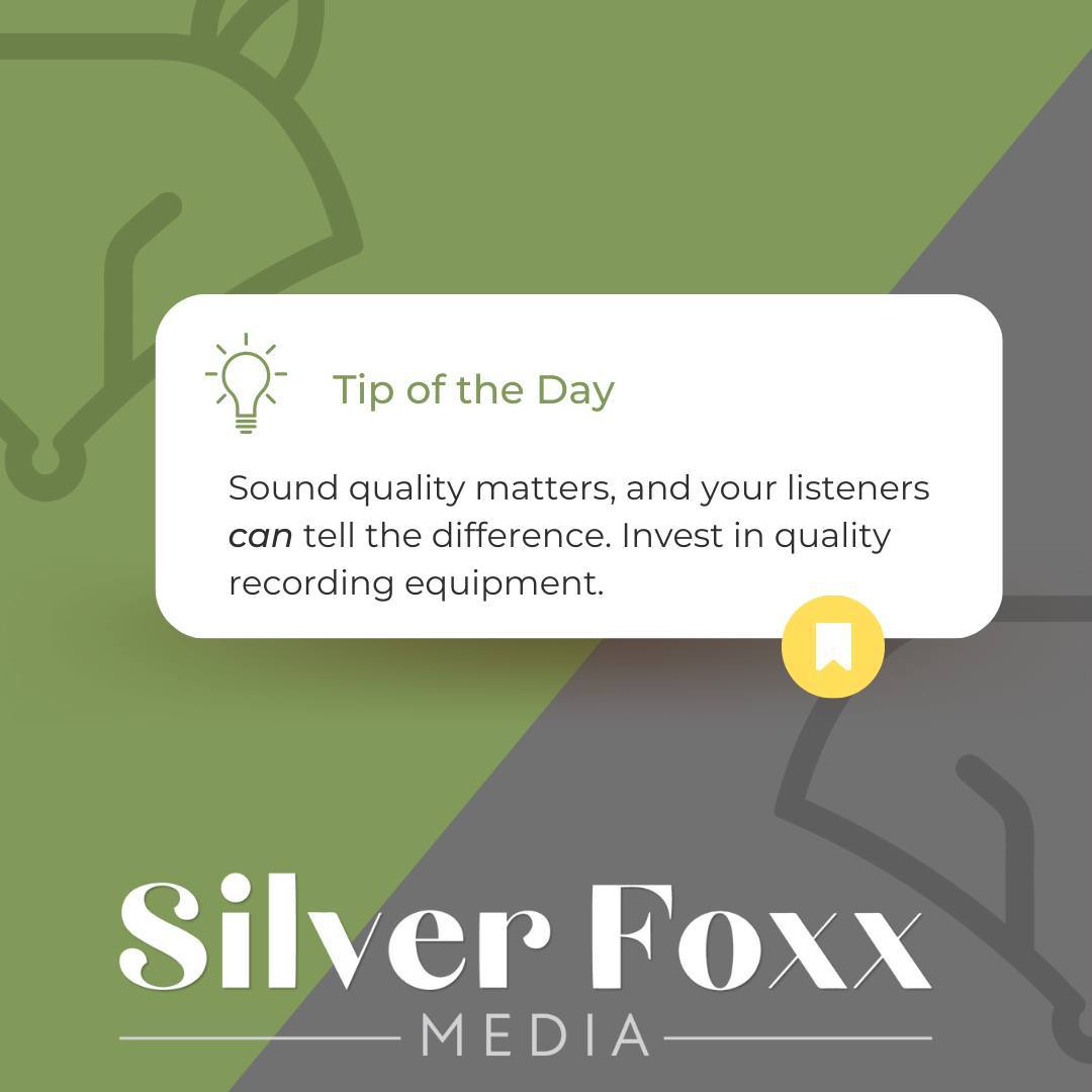 Good sound quality is crucial for your podcast! Invest in a quality microphone, find a quiet recording space, wear headphones, and edit your audio for a clear and consistent sound. Your listeners will thank you for it! 🎙️At Silver Foxx Media, we specialize in creating high-quality podcasts with great sound, engaging content, and top-notch production value. Let us help you create a podcast that stands out! Contact us today to learn more. #podcastingtips #podcastersofinstagram #soundquality #silverfoxxmedia #podcastproduction