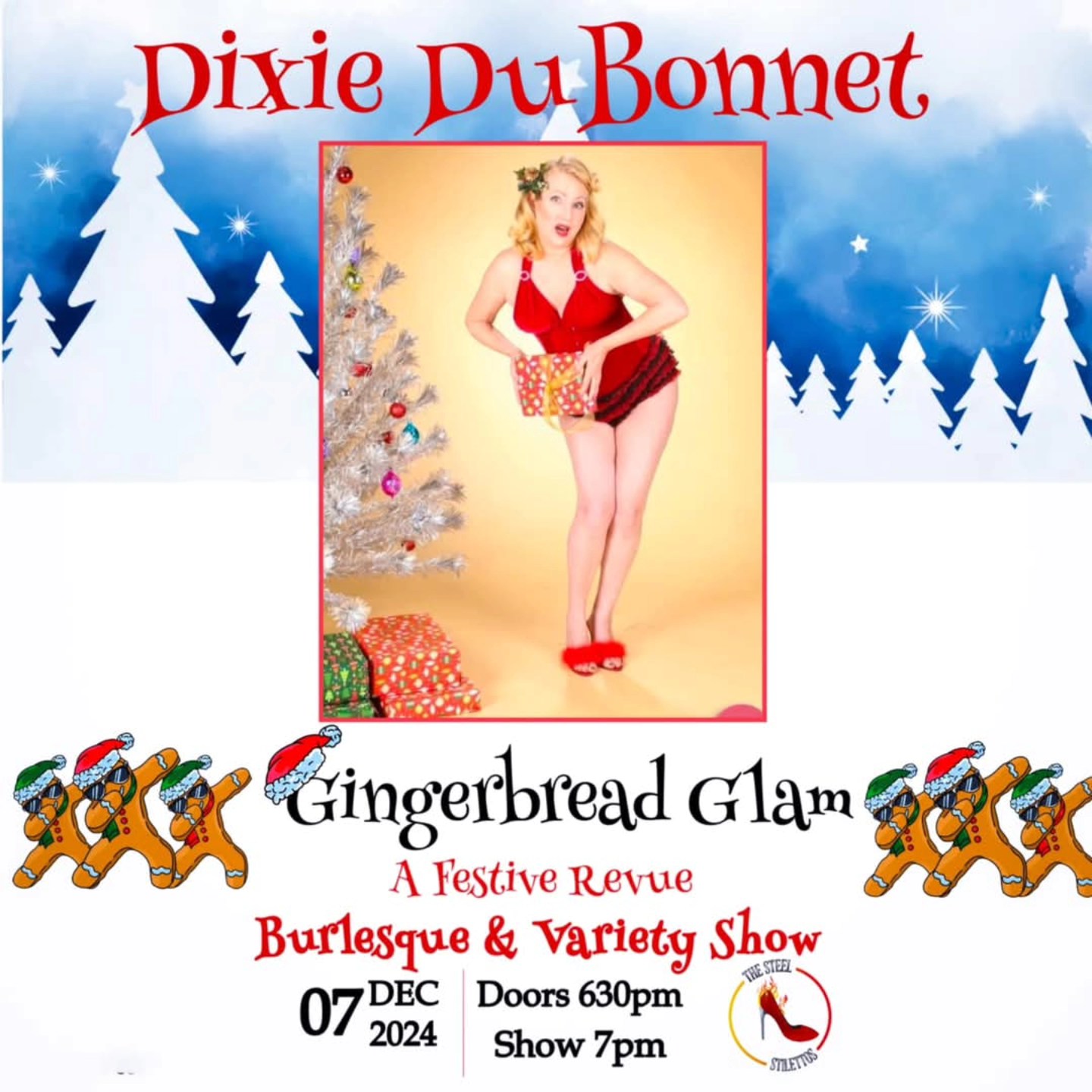 Join The Steel Stilettos at ArtsQuest Visitor Center for a unique holiday show with a narrative around each performer, where every twirl and tease will tell a story that will be sure to entertain you and yours ! Show at 7pm
**Free entry into Christkindlmarkt Bethlehem
starting at 530pm with a ticket to this show!
Performer: Dixie DuBonnet
Gingerbread Glam: A Festive Revue
#steelstacks_pa #thesteelstilettos #burlesque #burlesqueshow @steelstacks_pa