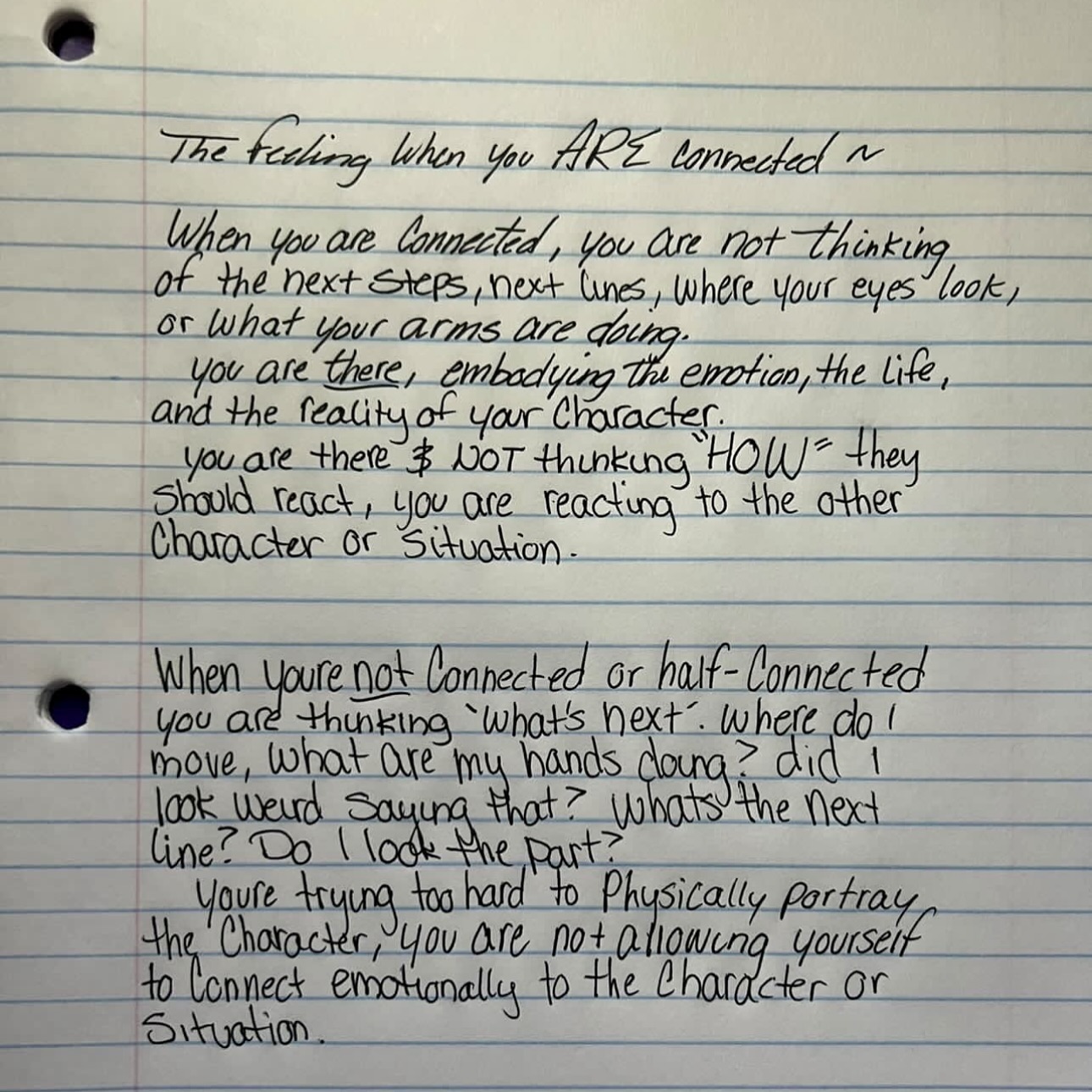 Some super helpful notes on CONNECTION in acting taken by my amazing client @millie.genesis in her acting lesson this week!
That feeling when you’re actually connected in a scene—it’s everything. You’re not overthinking, not planning your next move; you’re just there, fully in the moment and that’s where the magic happens 🎬 #hashtagactingcoaching