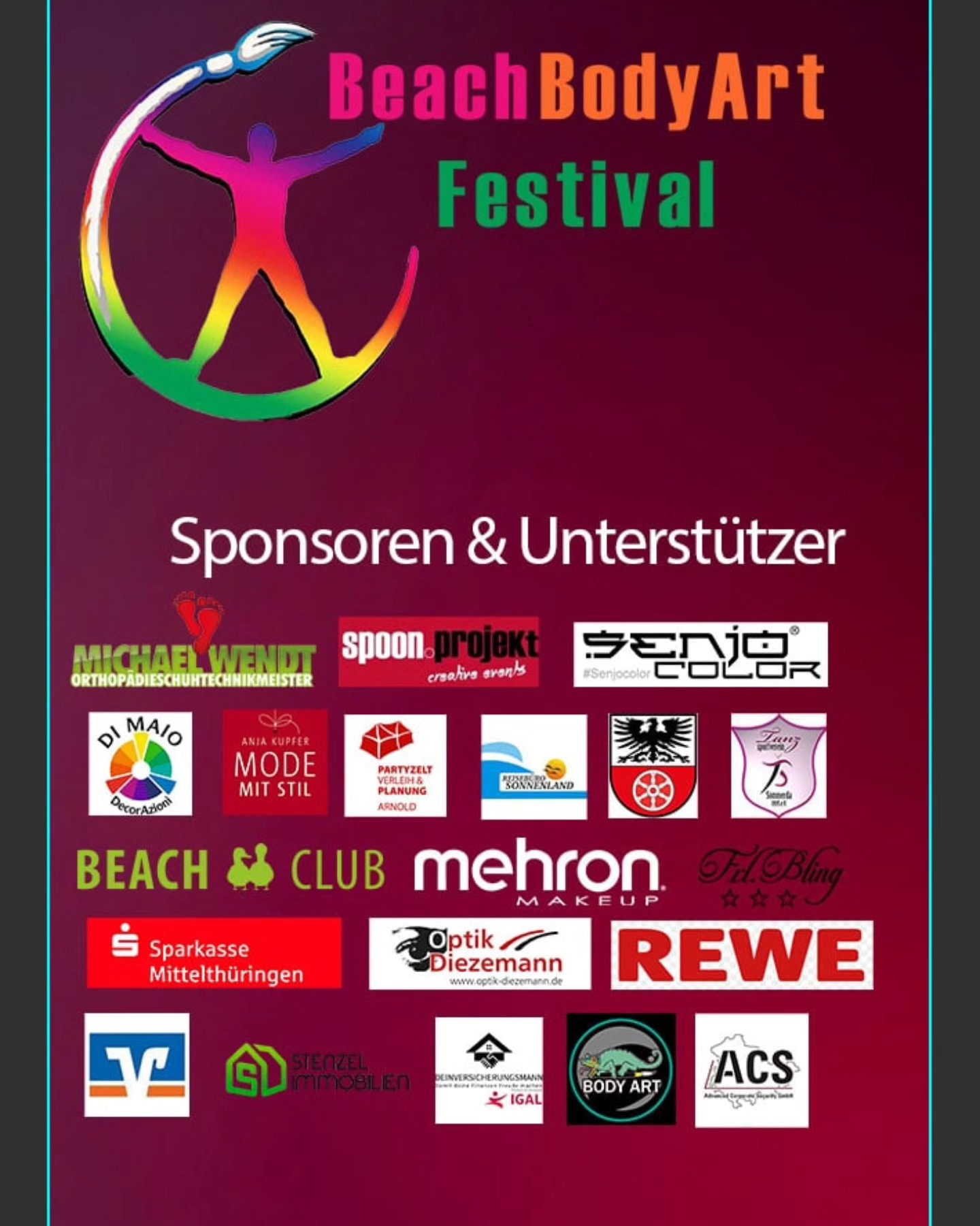 Möchte Euch heute die nächsten Sponsoren und Unterstützer zum 2. Beach BodyArt Festival vorstellen.
Danke an @deinversicherungsmann für dein Sponsoring.
@advancedcorporatesecurity Sömmerda für Eure Unterstützung zur Absicherung des Events und @alexanderojodelince der Farben aus eigener Produktion in Mexiko Sponsort.
#bodypainting_event_am_beach #bodypainting #stadtsömmerda #airbrush #bodypaintingkünstler #senjocolor #mehron