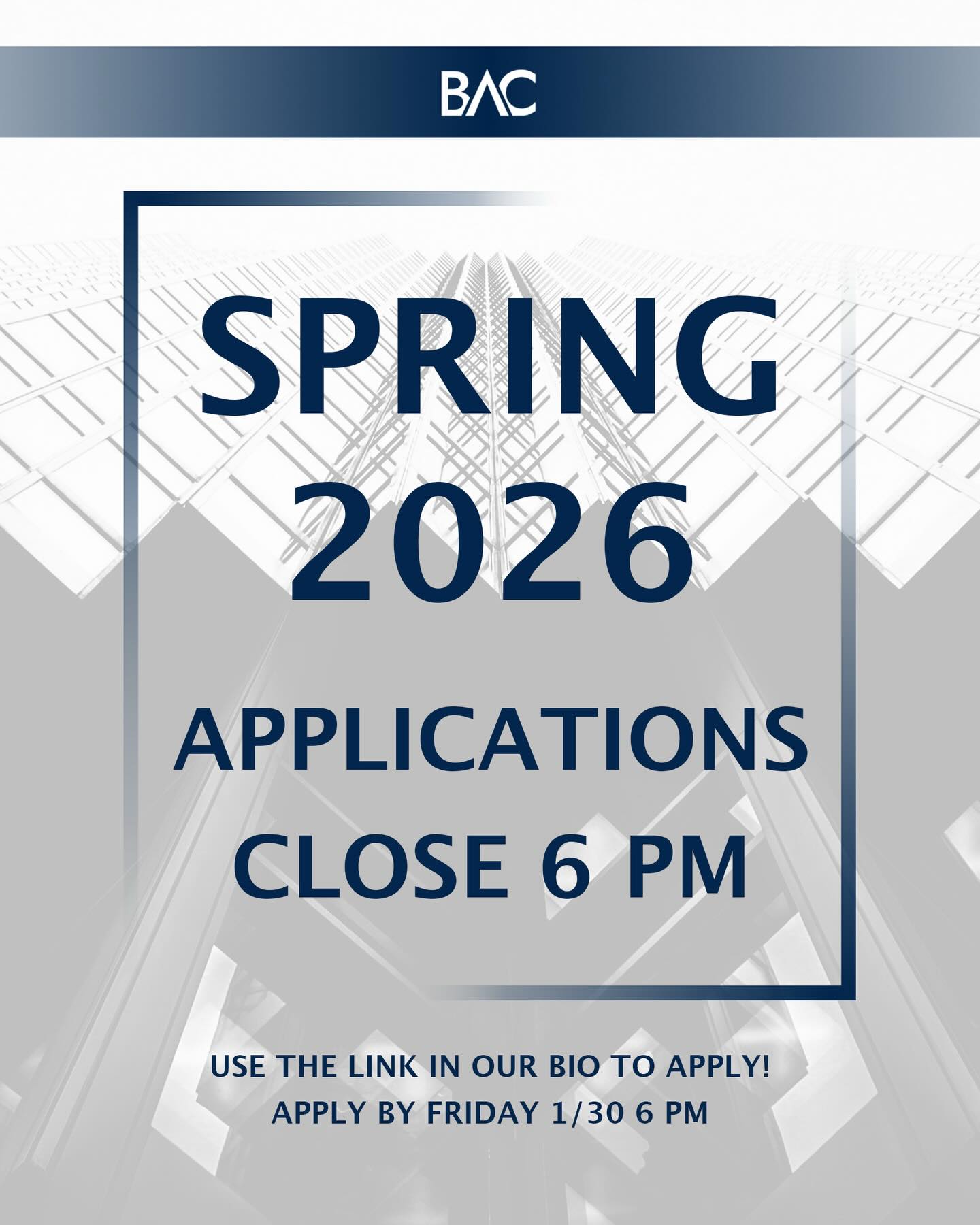 🚨 Remember to submit your application for BAC’s Analyst program by 6 PM! 🚨
Thank you to everyone who has come to our events, and we look forward to interviews this weekend 🎉🎉