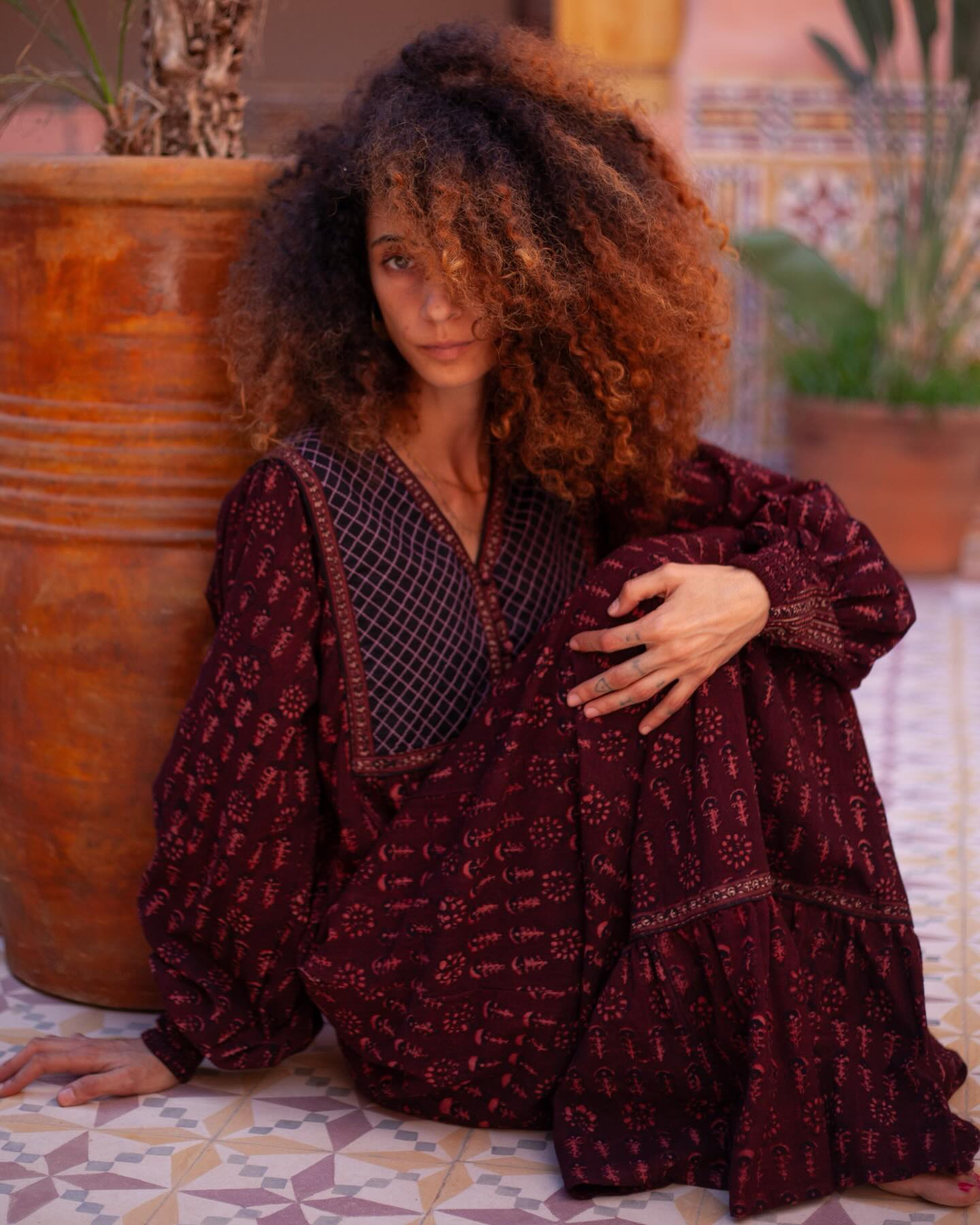 The Sacred Mulberry Dress ✨
Limited edition, handcrafted from 100% block-printed cotton, finished with delicate details like tiny fabric buttons, puffy sleeves and hand-printed borders.
Worn by gorgeous @zohra.blends