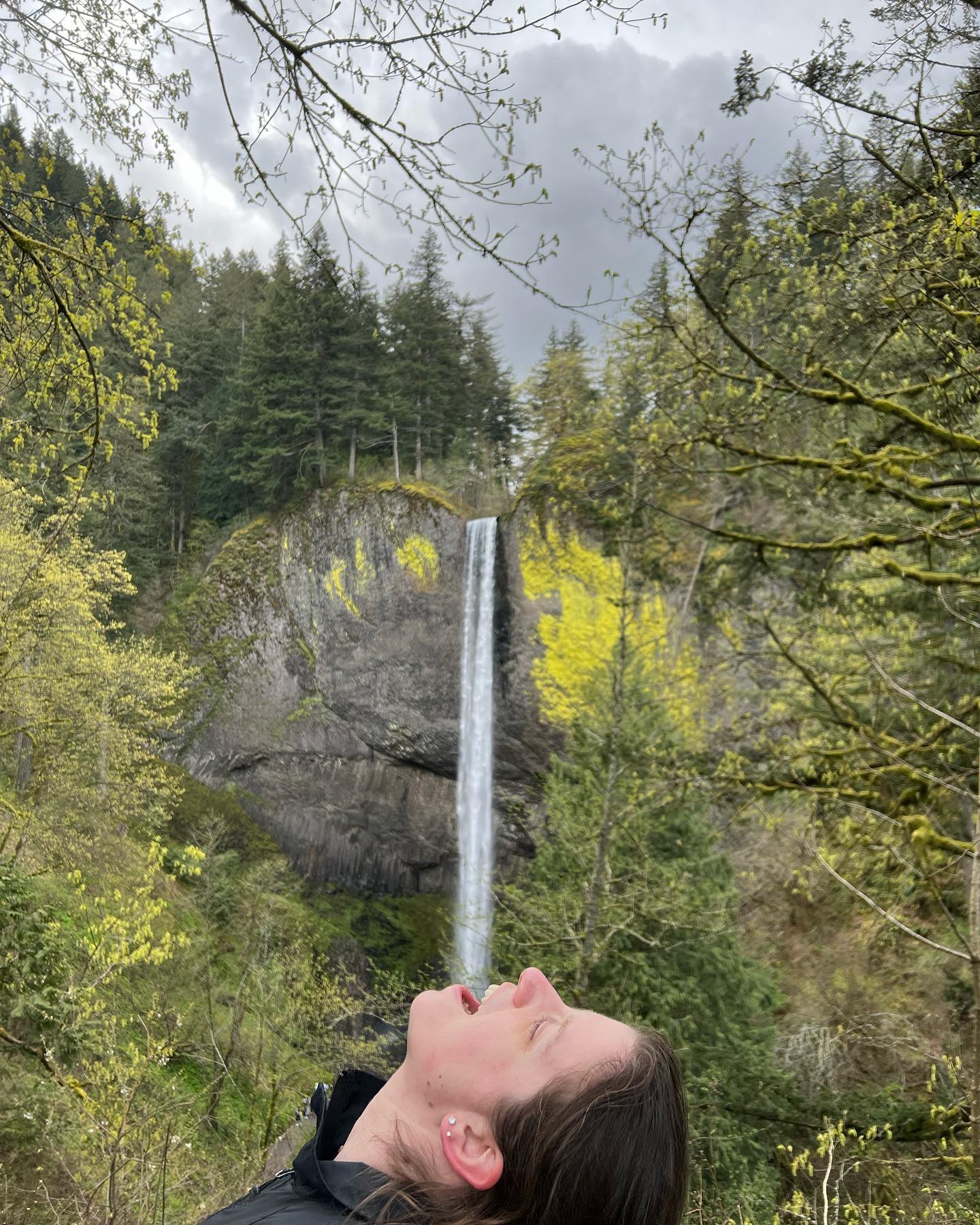 Enjoying Latourell Falls, one of the many gorgeous waterfalls along the Columbia River Gorge just outside of Portland, Oregon #portland #portlandoregon #thegorge #columbiarivergorge #columbiarivergorgeous #latourellfalls #oregon #oregonisbeautiful #oregonexplored #pacificnorthwest #travel#waterfall #waterfalls #infiniteoregontours