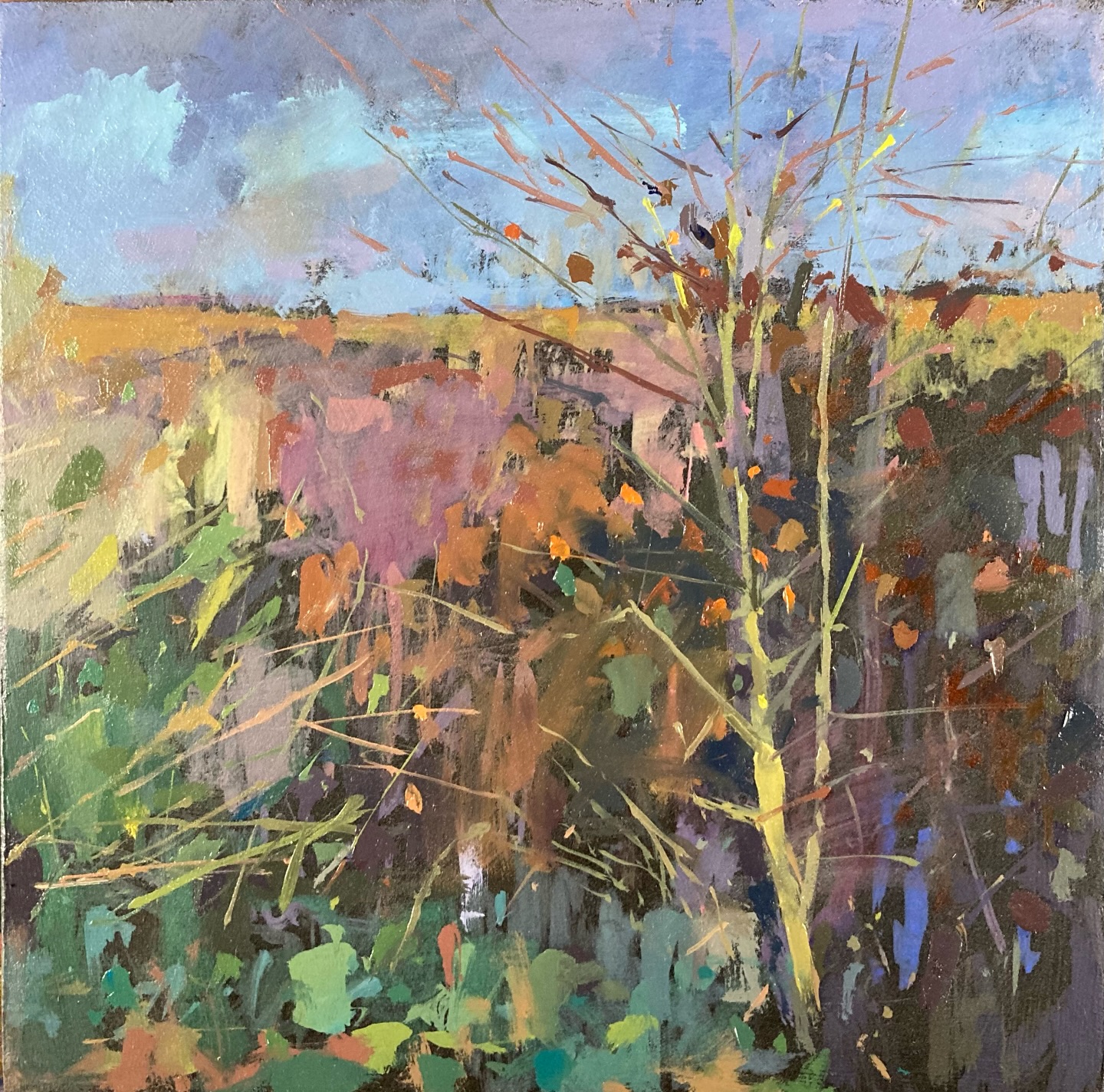 Had a lovely day painting with @lynatno1 and @carolinemjoldham at our house. Just painting a bit of our hedge, waiting for the low evening light