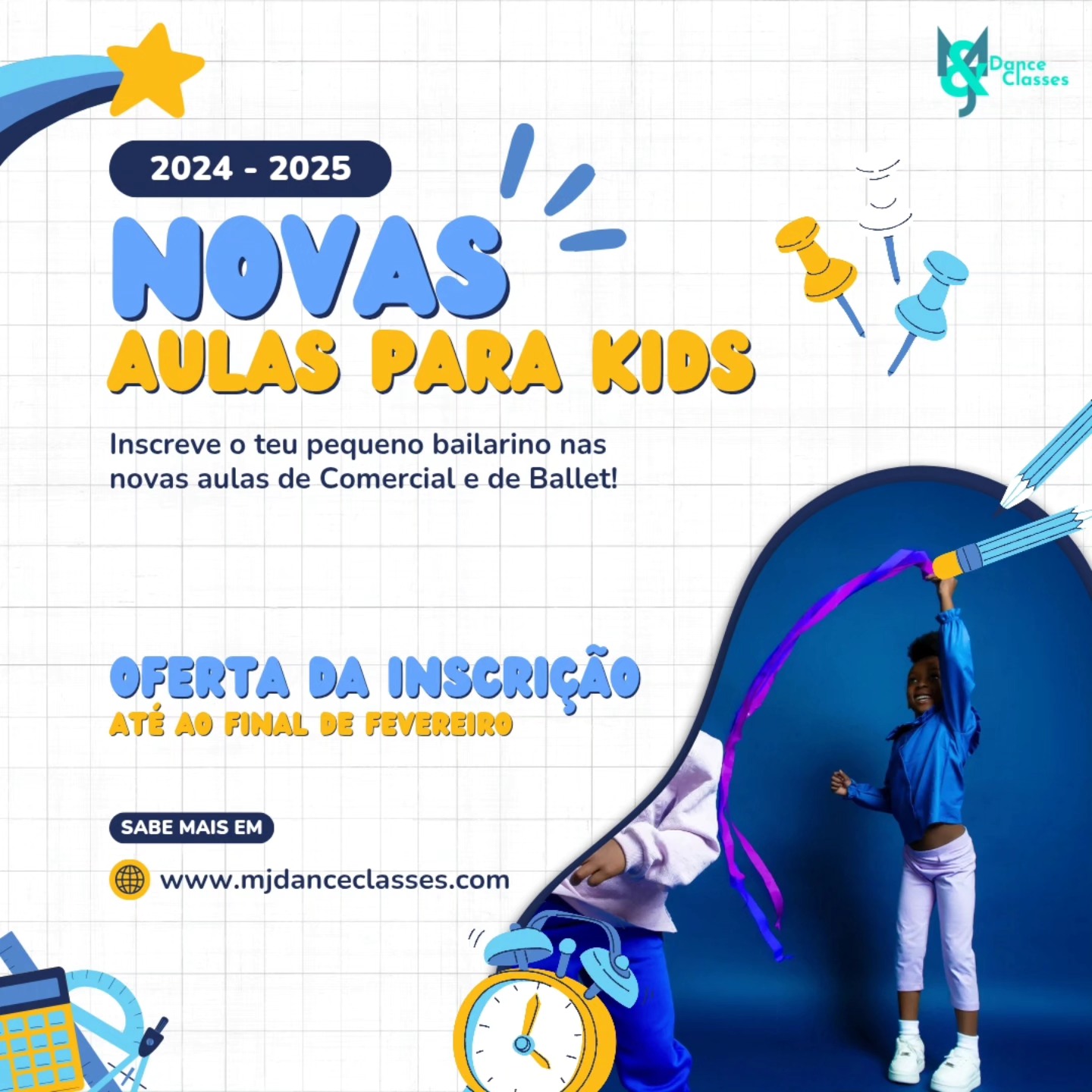 🎉✨ Inscrições abertas para as nossas modalidades de dança para Kids! ✨🎉
Este ano, as crianças podem explorar a magia do Ballet ou a energia do Comercial. 🩰💃
Se o teu pequeno tem paixão pela dança ou quer aprender novos passos de forma divertida e criativa, temos o lugar ideal para ele! 😍
🔹 Ballet: Desenvolve a postura, flexibilidade e coordenação, enquanto mergulha num mundo encantado de movimento e música. 🔹 Comercial: Energia pura, com ritmos modernos e coreografias cheias de estilo!
📝 As inscrições são limitadas, por isso não percas tempo e garante o lugar do teu filho/a nas nossas aulas!
📩 Para mais informações e inscrições, envia-nos uma mensagem.
Vamos dançar e divertir-nos juntos! ✨💫 #DançaParaKids #Ballet #Comercial #Dança #InscriçõesAbertas