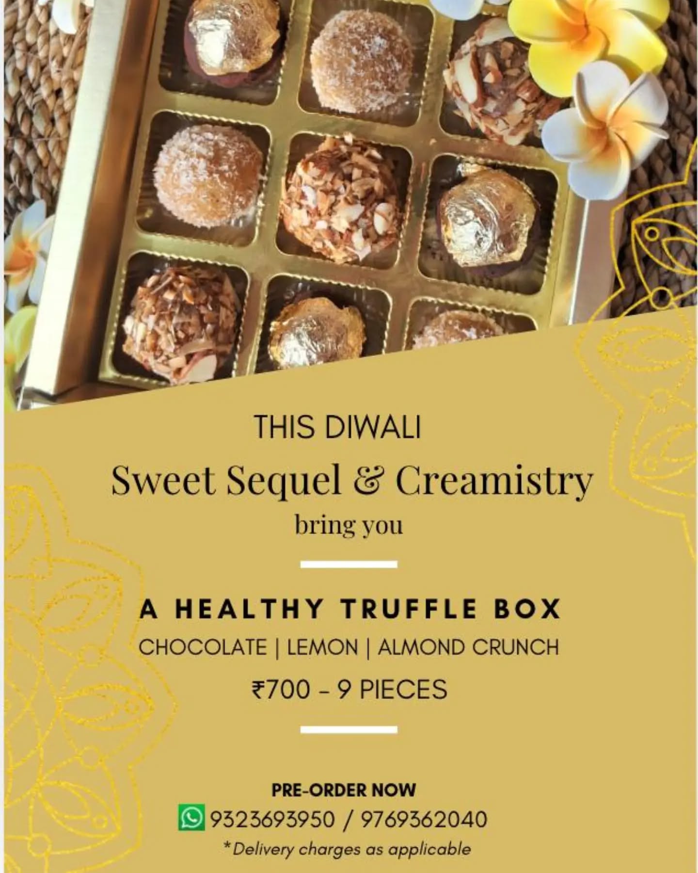 This Diwali, order your Healthy truffle box from us.
To preorder, send us a text today!
#truffle#healthyfood#diwali2024#diwalisweets#assortedtrufflebox