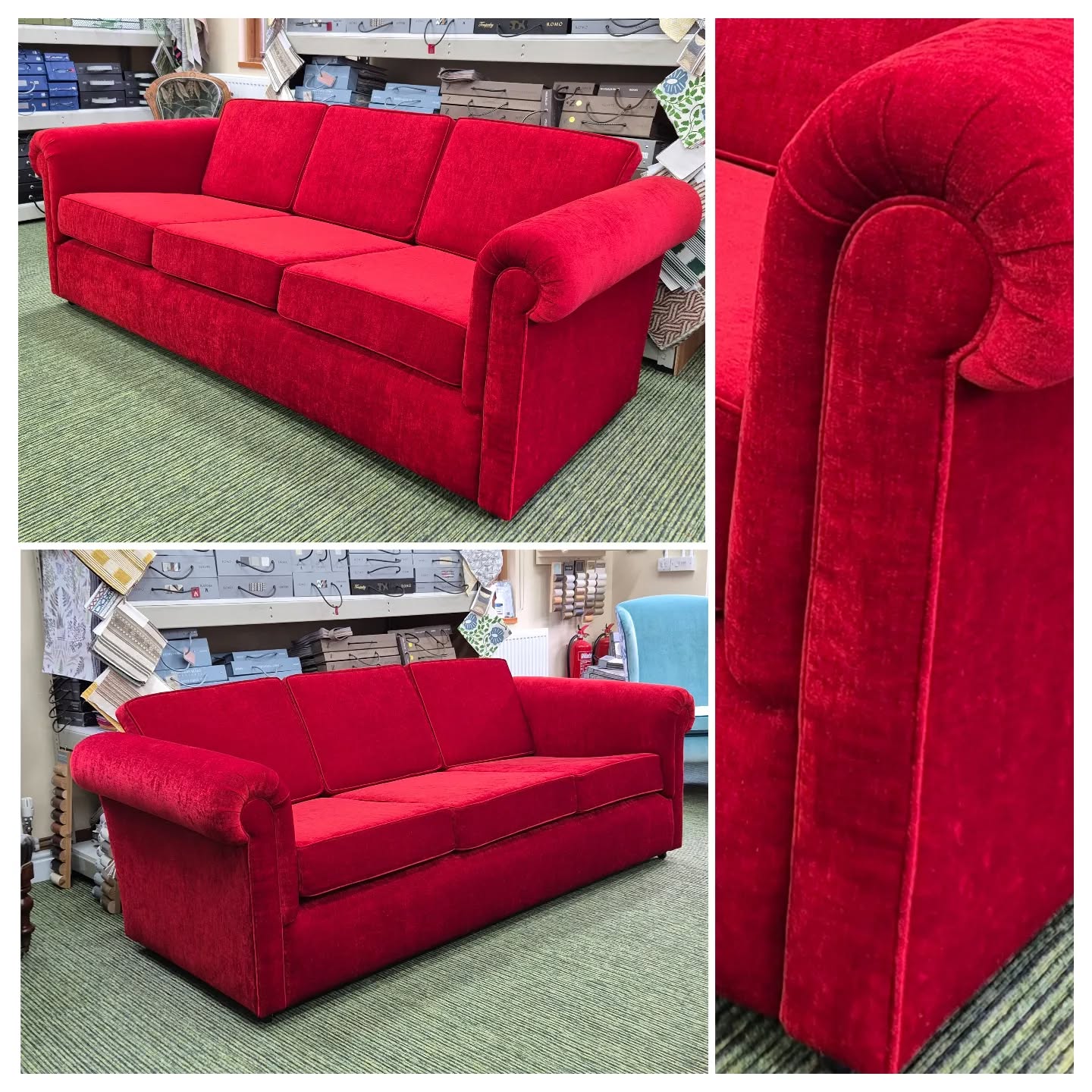 We stripped this much loved settee that the client had bought over 40 years ago. Having treated and made minor repairs to the beech frame and spring system, we built up the seat before selecting foams that would give the soft feeling that the settee originally had. The client selected Jane Churchill's Sherborne chenille in the stunning Tomato colourway to complete the total renewal.
#walkerandwalker #janechurchillfabrics #handmadecurtains #reupholstery #softfurnishingsmaker #softfurnishings #handmadesoftfurnishings #handmade #curtainmaker #reupholsterer #handmaderomanblinds #madetomeasure #romanblindmaker #romanblinds #handmadecushions #cushions #cushioncovers