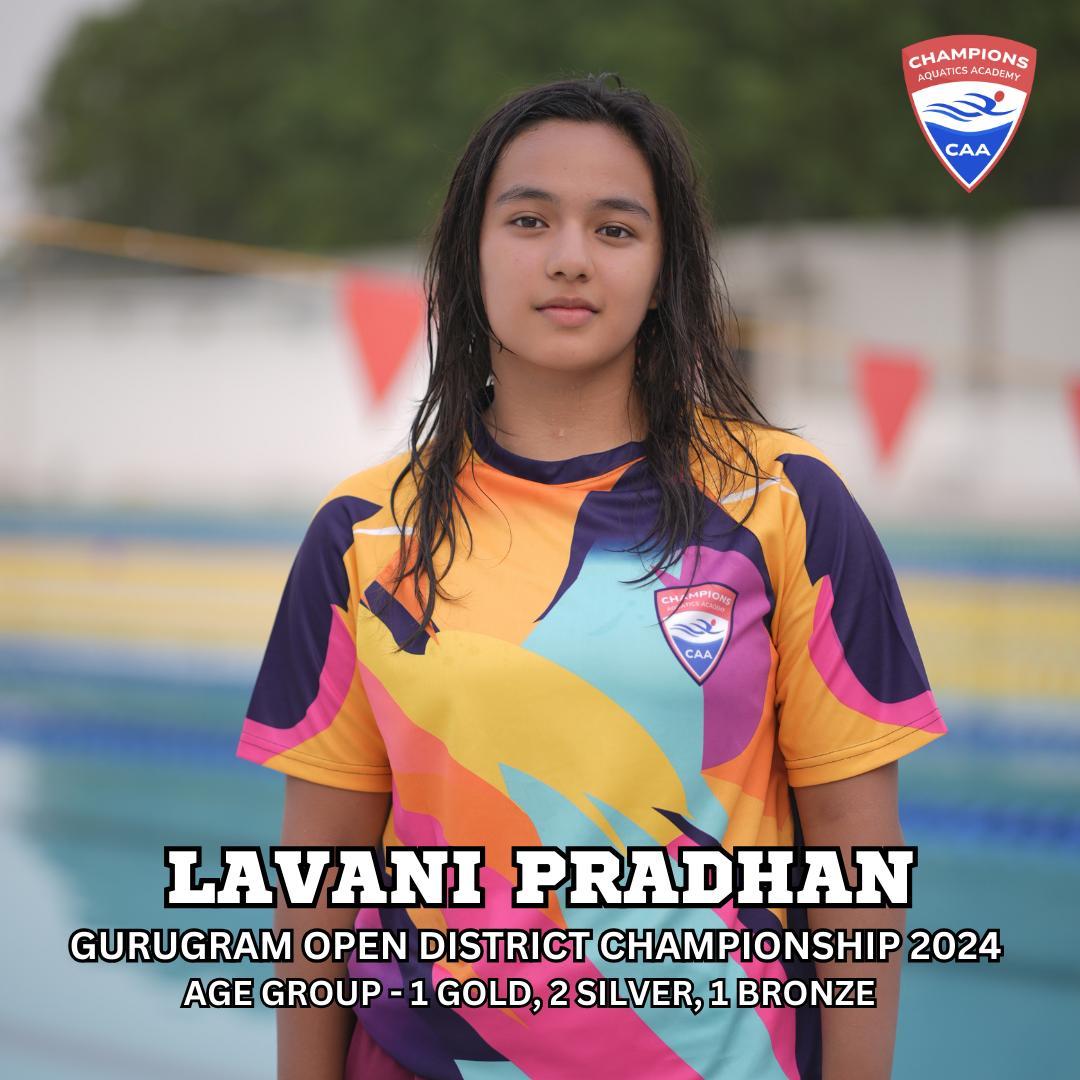 Introducing Lavani
Meet Lavani, one of our exceptional swimmers who made waves at the Gurugram District Swimming Championship 2024!
She won 1 gold, 1 silver and 1 bronze in the Gurugram District Championship 2024!!!
Way to go Lavani !!!
#ChampionsAquaticsAcademy #SwimmingChampions #GurugramDistrictChampionship2024 #Amarinder #SwimLife #ProudCoach #MakingWaves