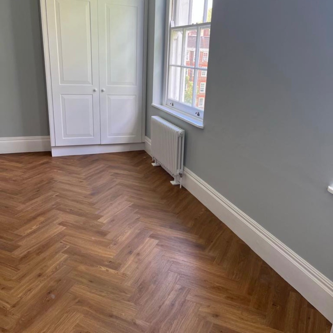 Amtico Herringbone Traditional Oak laid to office in Holborn.