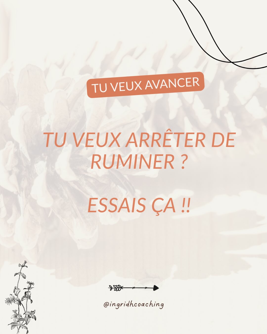 Penser, encore et encore.
Refaire les scènes, revivre les dialogues.
Se demander ce qu’on aurait dû/pu faire autrement.
Quand on traverse une séparation, un deuil ou un bouleversement de vie, les pensées négatives reviennent tout le temps, surtout la nuit…
C’est le mental qui cherche à se protéger… mais qui finit par épuiser.
Dans ce carrousel, je te partage quelques pistes simples et concrètes pour apaiser ce flot de pensées, reprendre un peu de souffle et retrouver de l’espace intérieur.
Tu n’as pas besoin d’arrêter de penser.
Tu as surtout besoin de te sentir à nouveau en sécurité 🤍
💛 Dis-moi en commentaire si les ruminations font partie de ton quotidien en ce moment
ou sauvegarde ce post pour y revenir quand le mental s’emballe.
#ruminations
#fatiguementale
#deuiletseparation
#reprendreconfiance
#accompagnementfemmes