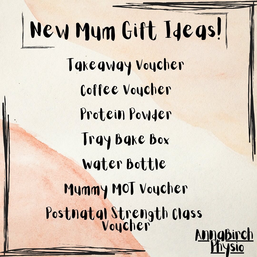 GIFT VOUCHERS NOW AVAILABLE!
Are you stuck for ideas of what to gift a new mum? Here’s a useful guide - they’ll have plenty of baby clothes already, so make your gift something that improves her postnatal experience!
I recently had a request for a gift voucher for a block of my Postnatal Strength Classes - what a great idea! You could also gift them a Mummy MOT postnatal assessment (@the_mummy_mot) - I run clinics weekly @theselfcentre .
A recent review of my class reads ‘it’s done wonders for my physical & mental health after having my third child. She is warm, helpful & knowledgeable, adapting exercises to your needs & incorporating your baby when they just don’t want to be put down.’ ❤️❤️❤️
If you’d like to buy a gift voucher - DM me or email annabirchphysio@gmail.com.